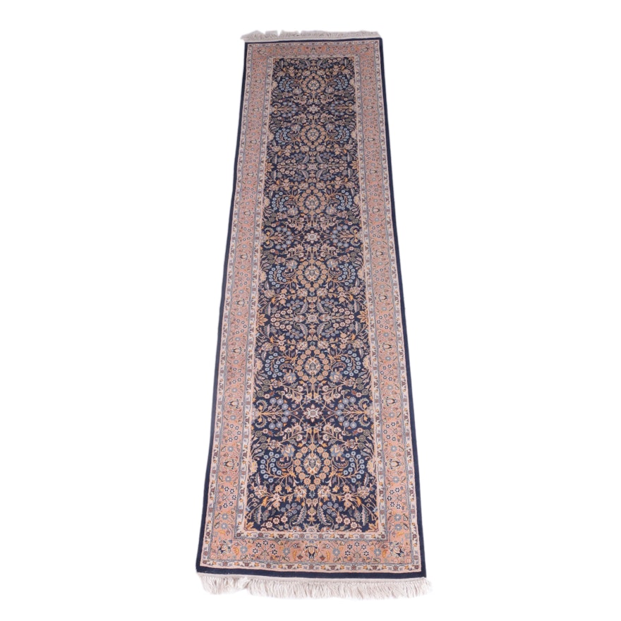 Hand-Knotted Persian Kashan Style Wool Carpet Runner