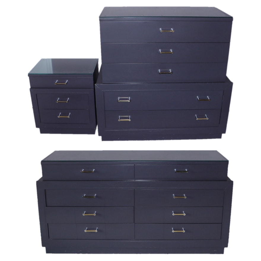 Vintage Purple Chests of Drawers with Nightstand