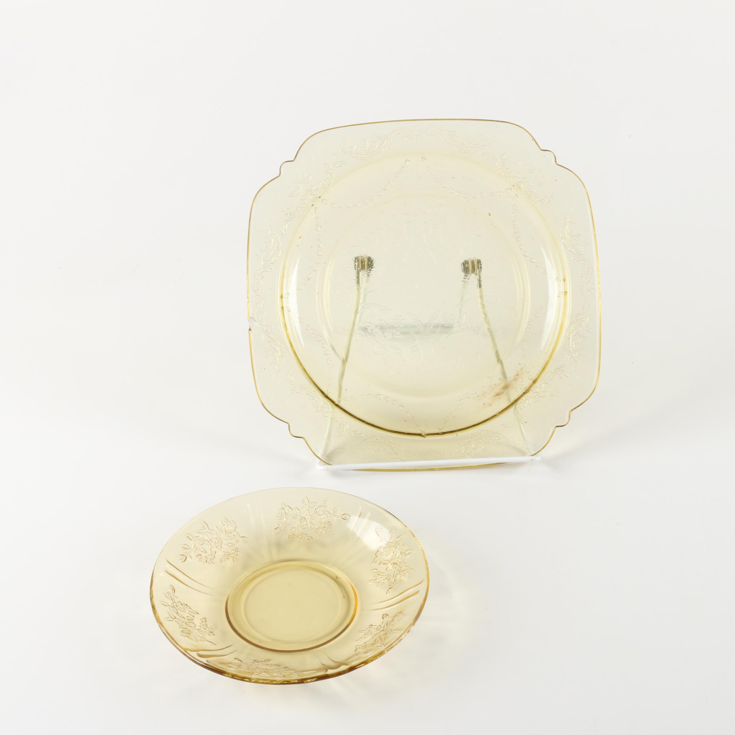 Federal Depression Glass "Normandie Bouquet Lattice" and Others