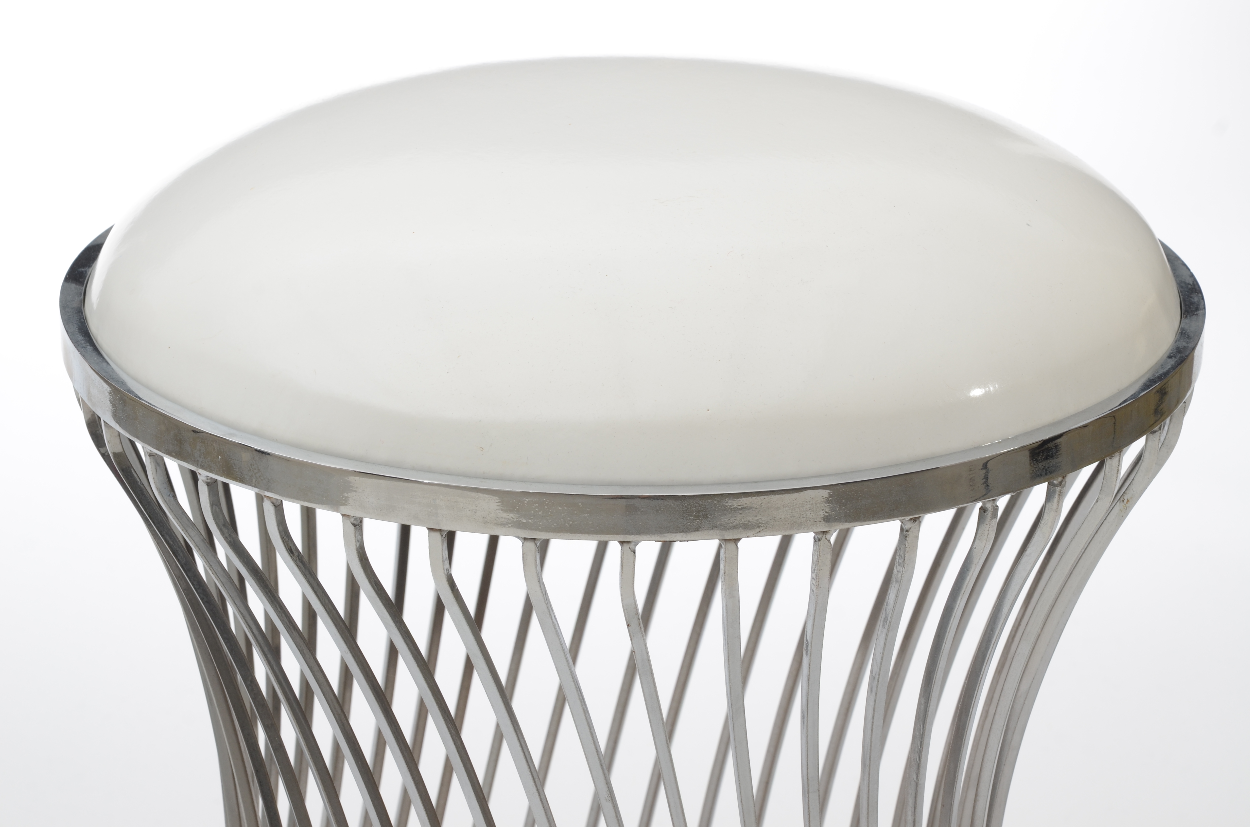Pair of "Brooklyn Nights" Stools in White and Chrome