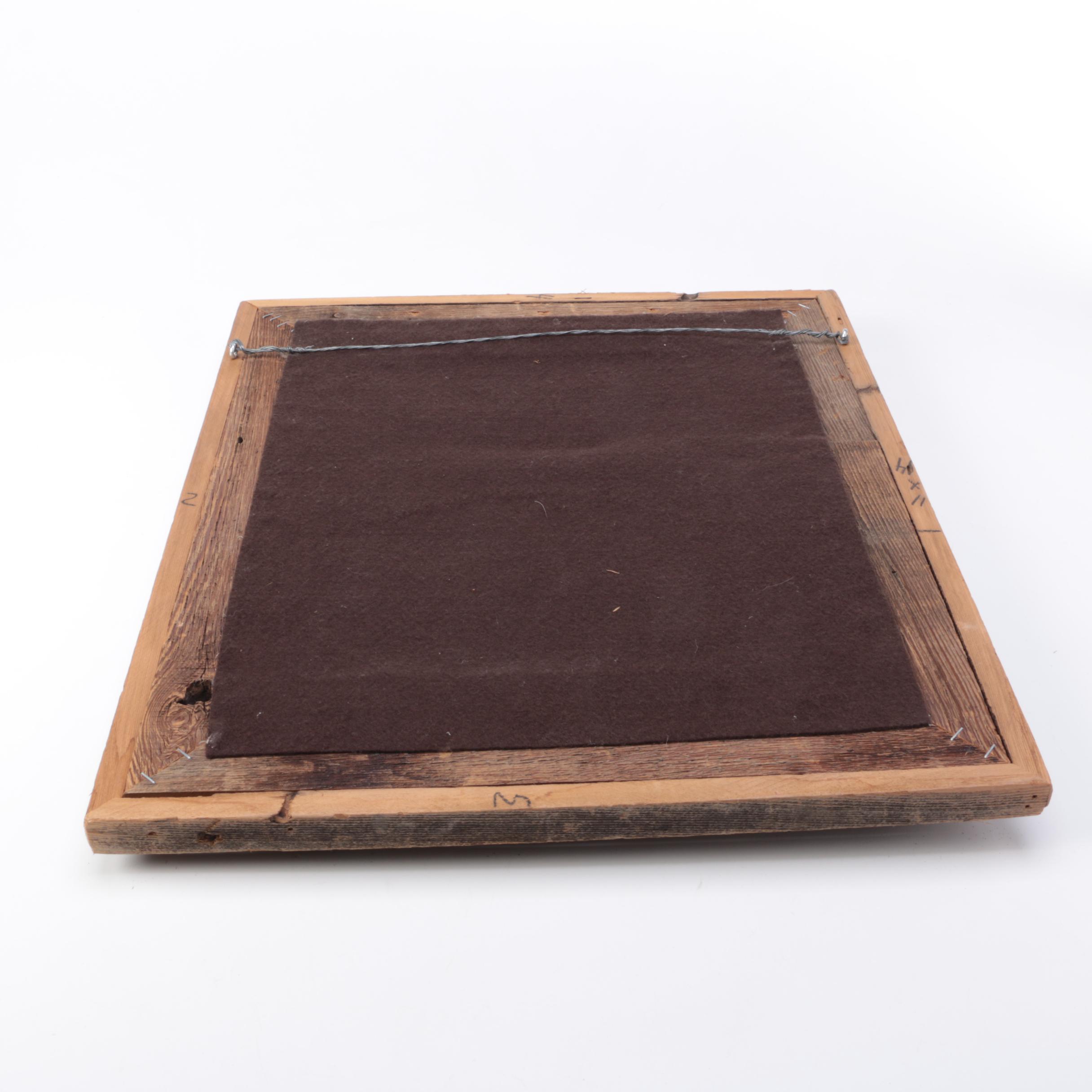 Mirror with Wooden Frame and Leather Strap Accents