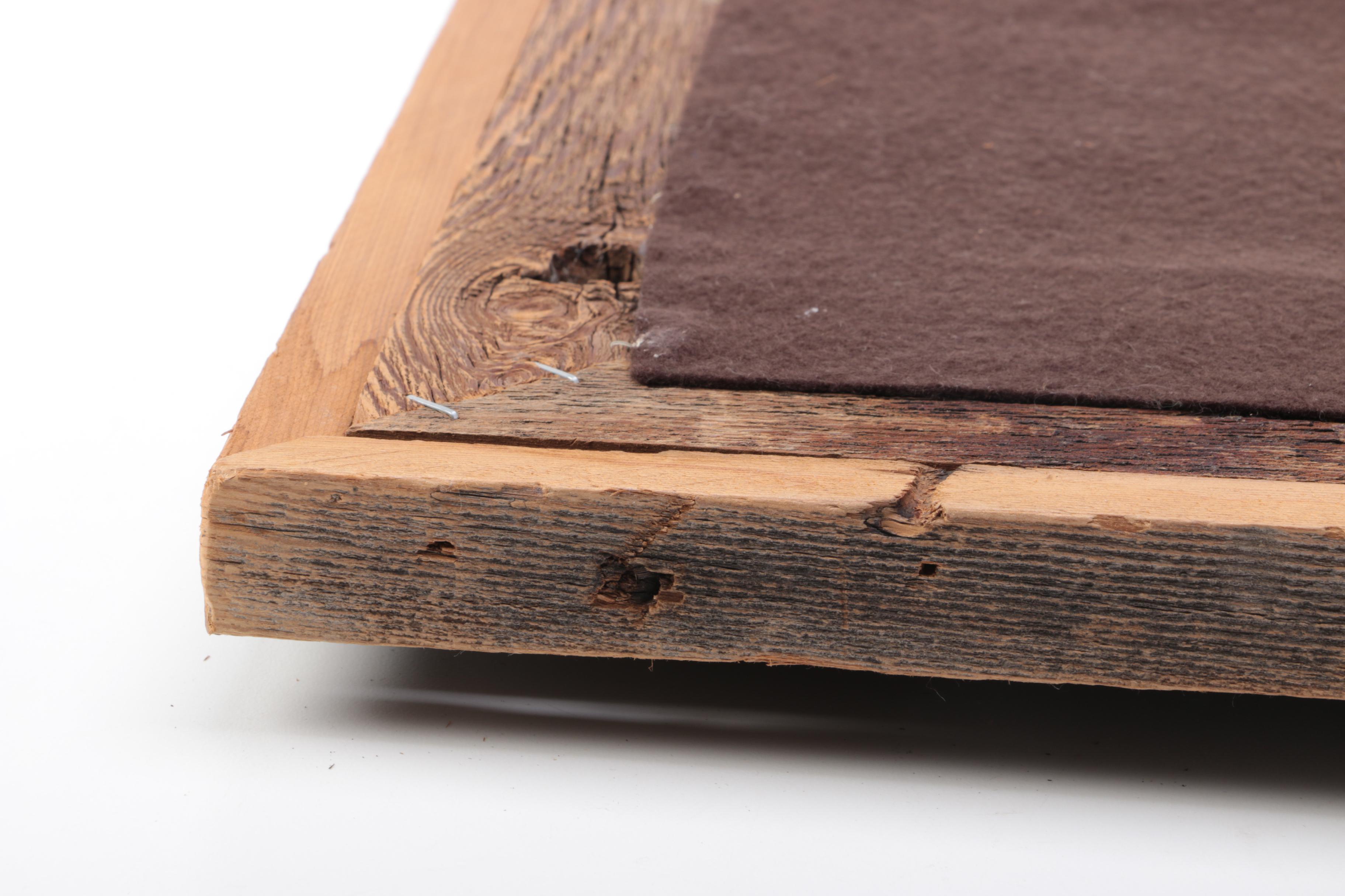 Mirror with Wooden Frame and Leather Strap Accents