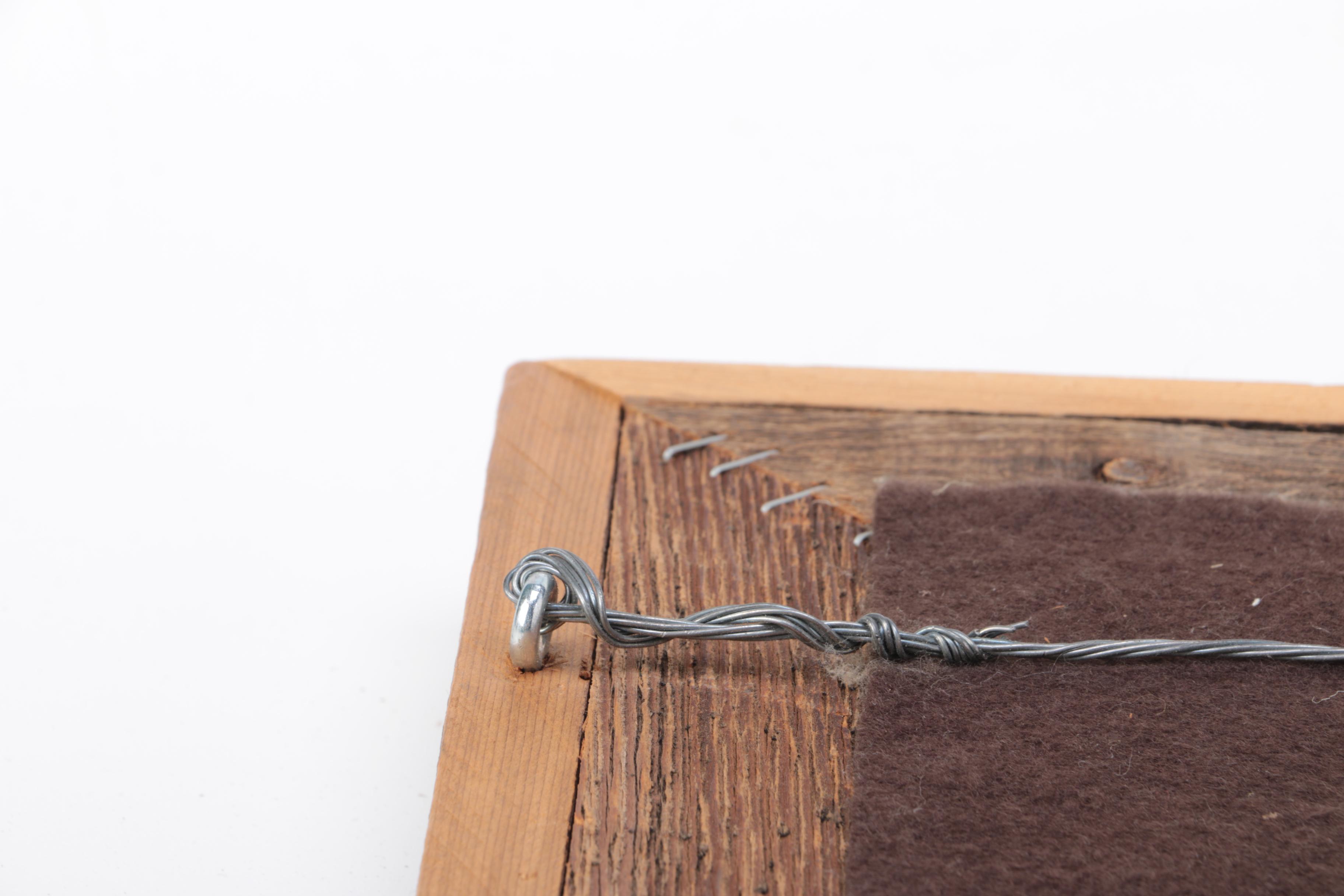 Mirror with Wooden Frame and Leather Strap Accents