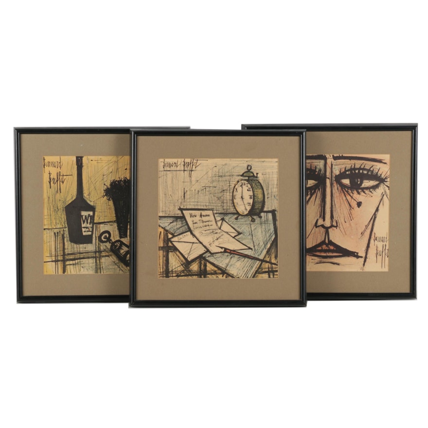 Offset Lithographs After Bernard Buffet of Still Lifes and a Portrait