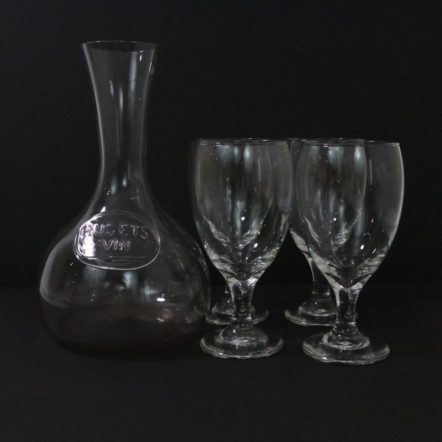 Wine Carafe and Hand Blown Goblets