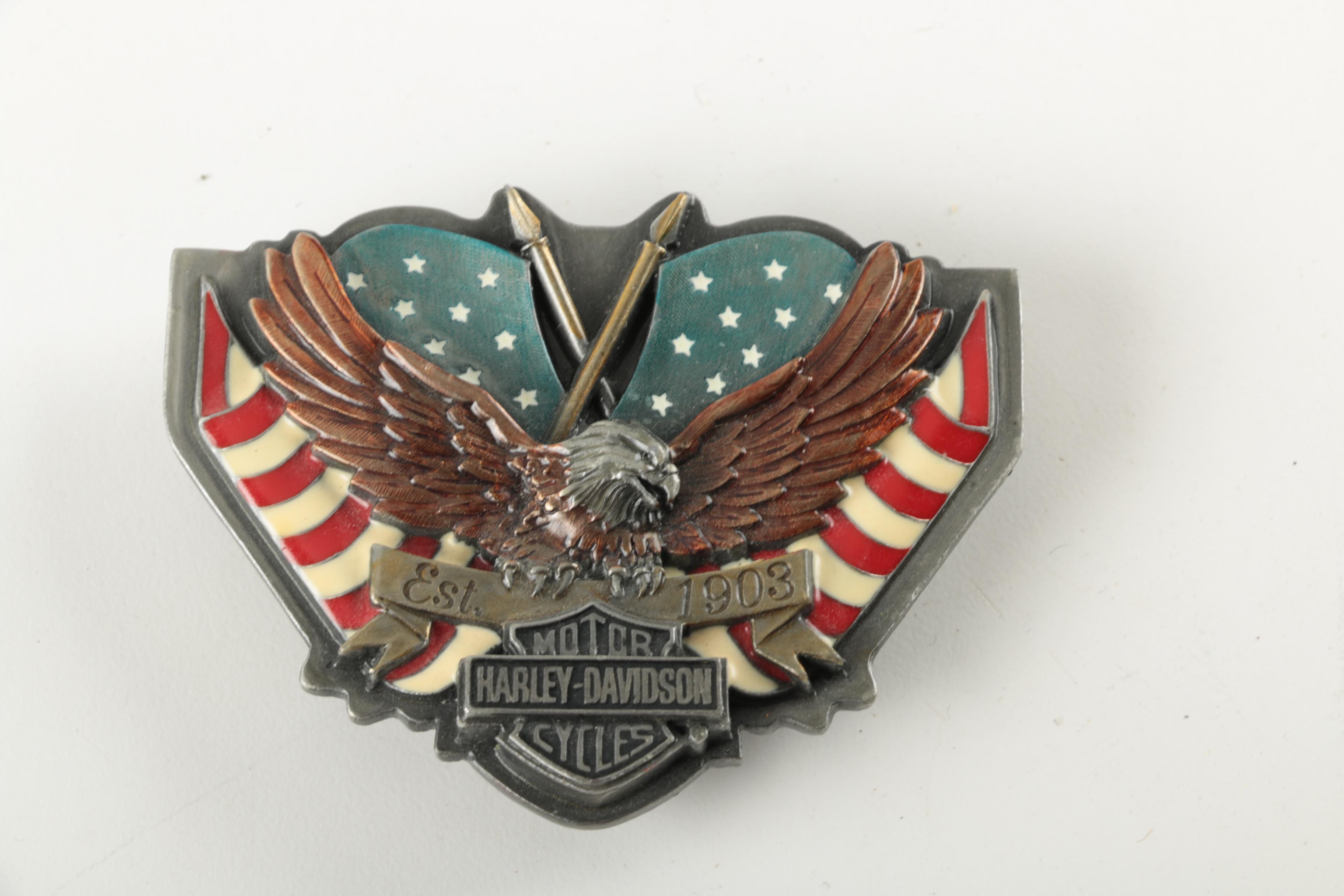 Two Harley Davidson Belt Buckles