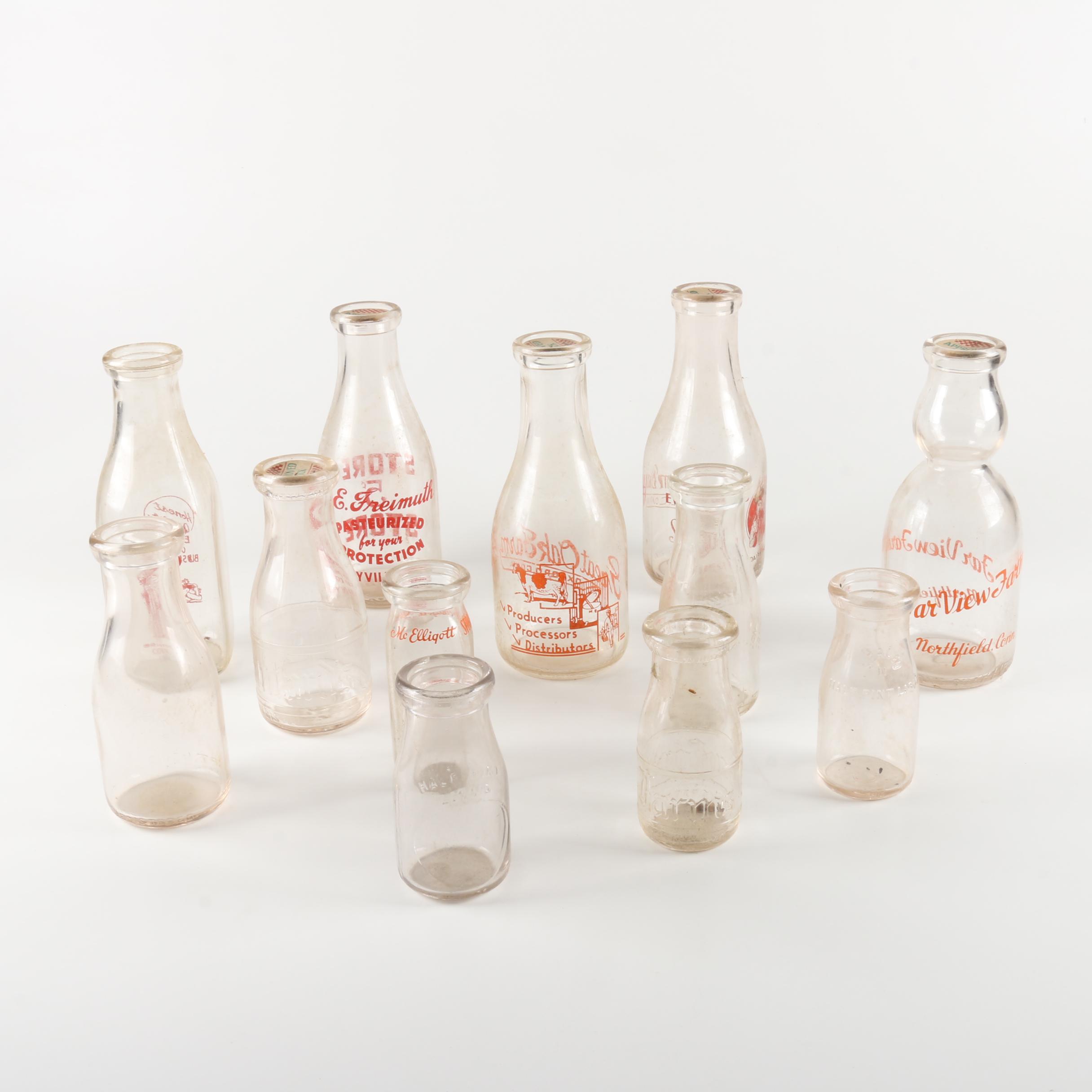 Vintage Glass Milk Bottles