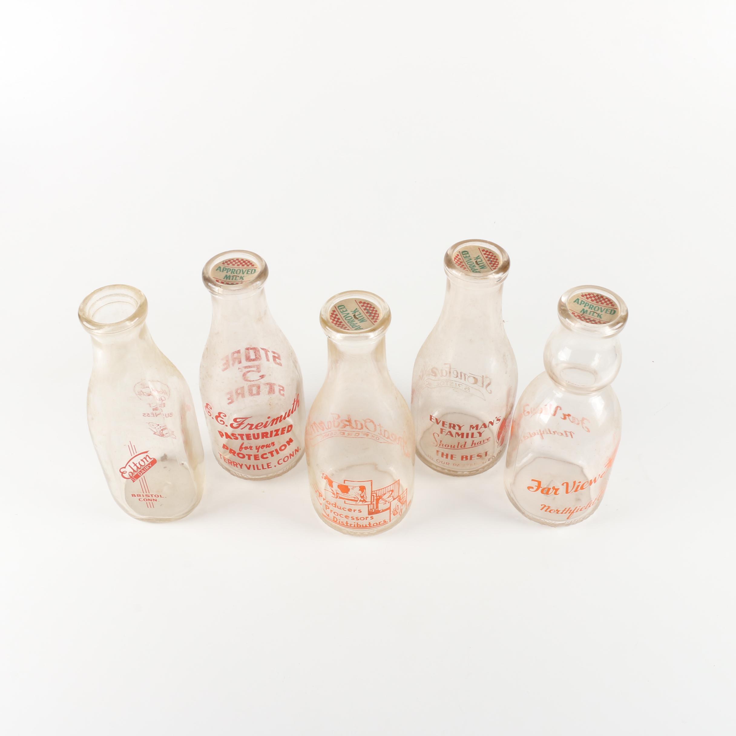 Vintage Glass Milk Bottles