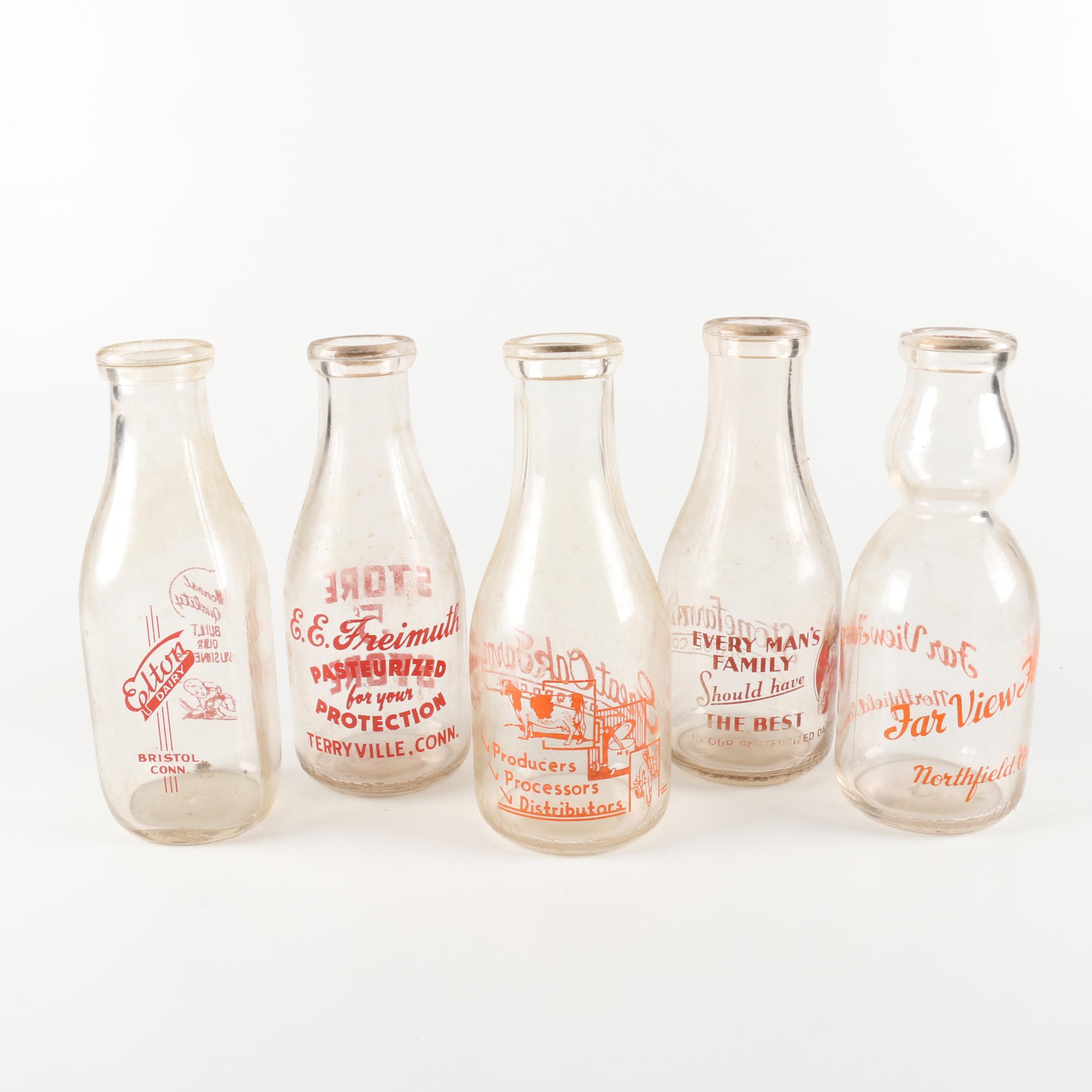 Vintage Glass Milk Bottles