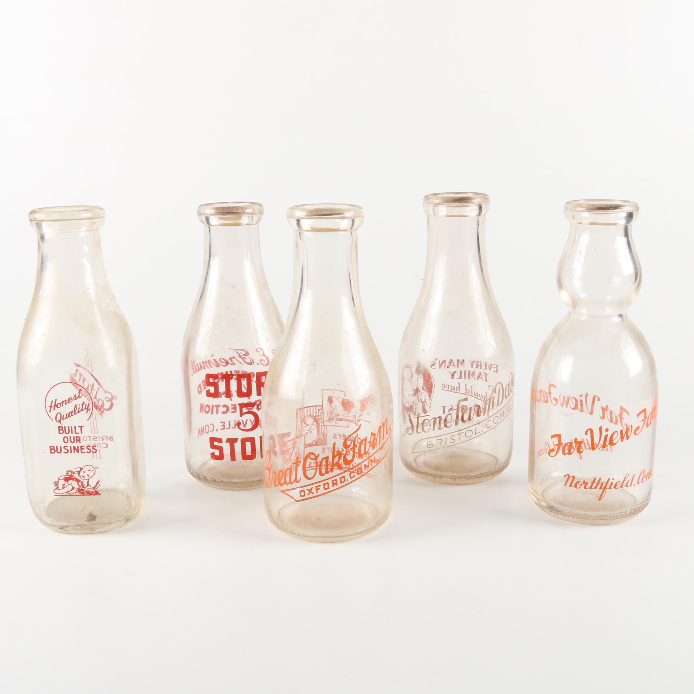 Vintage Glass Milk Bottles