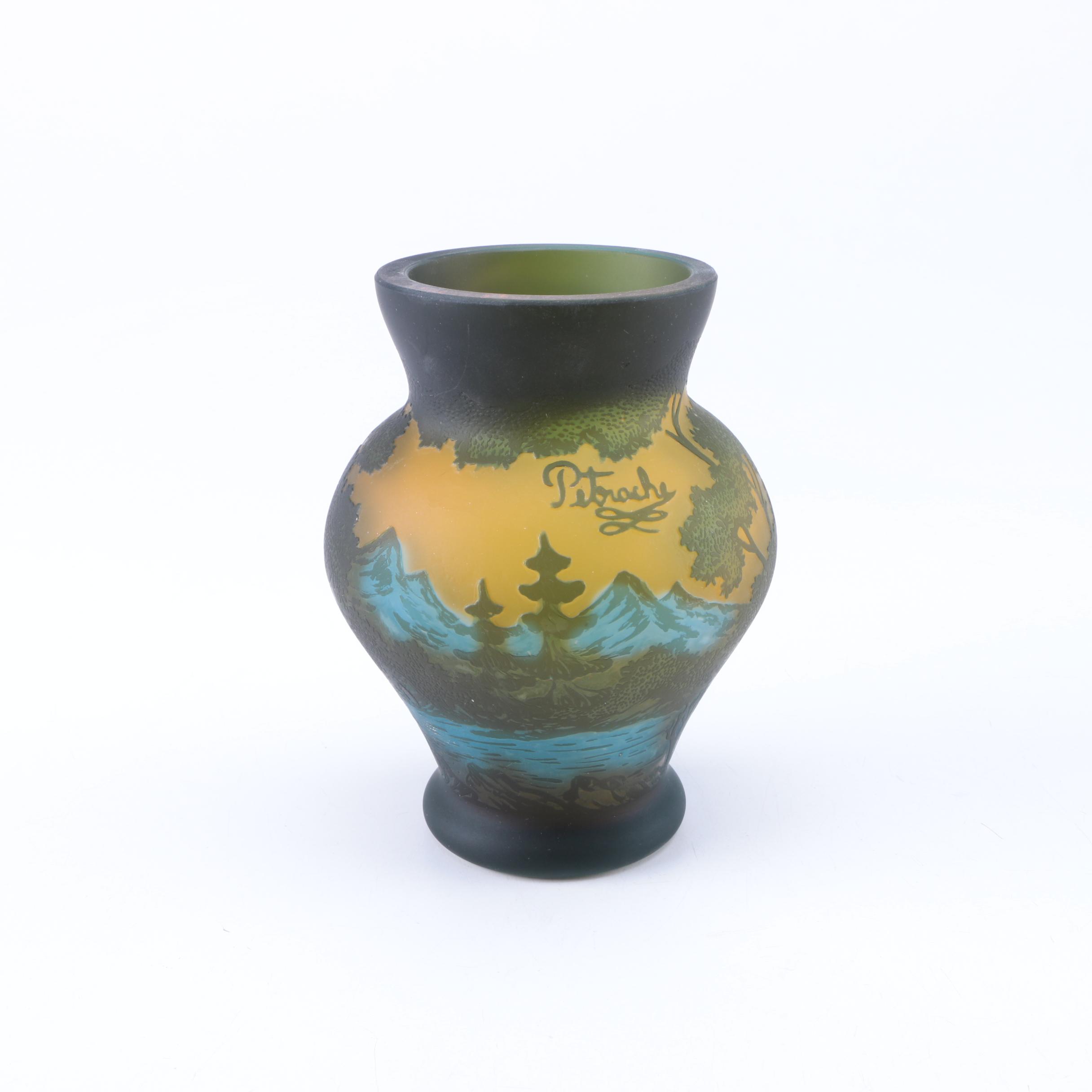 Romanian Petrache Cameo Glass Vase