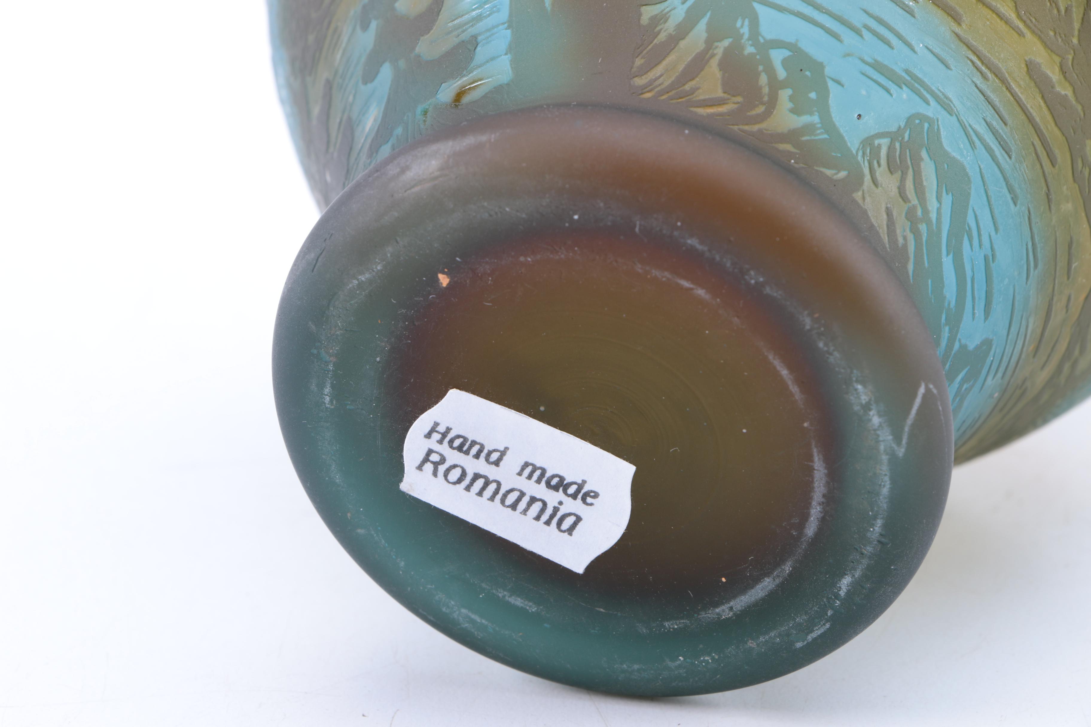 Romanian Petrache Cameo Glass Vase