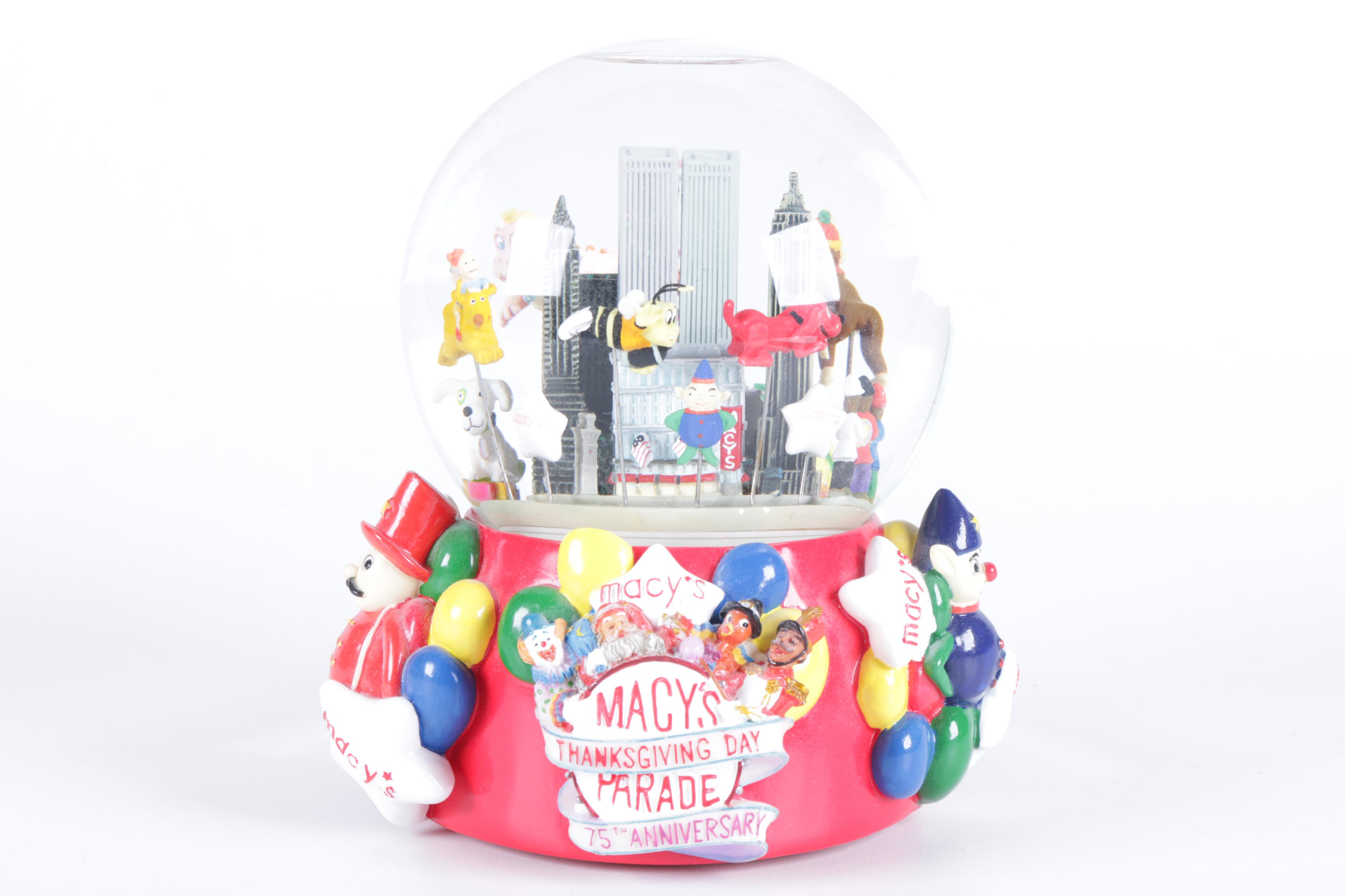 Pair of Macy's Thanksgiving Day Parade Snow Globes