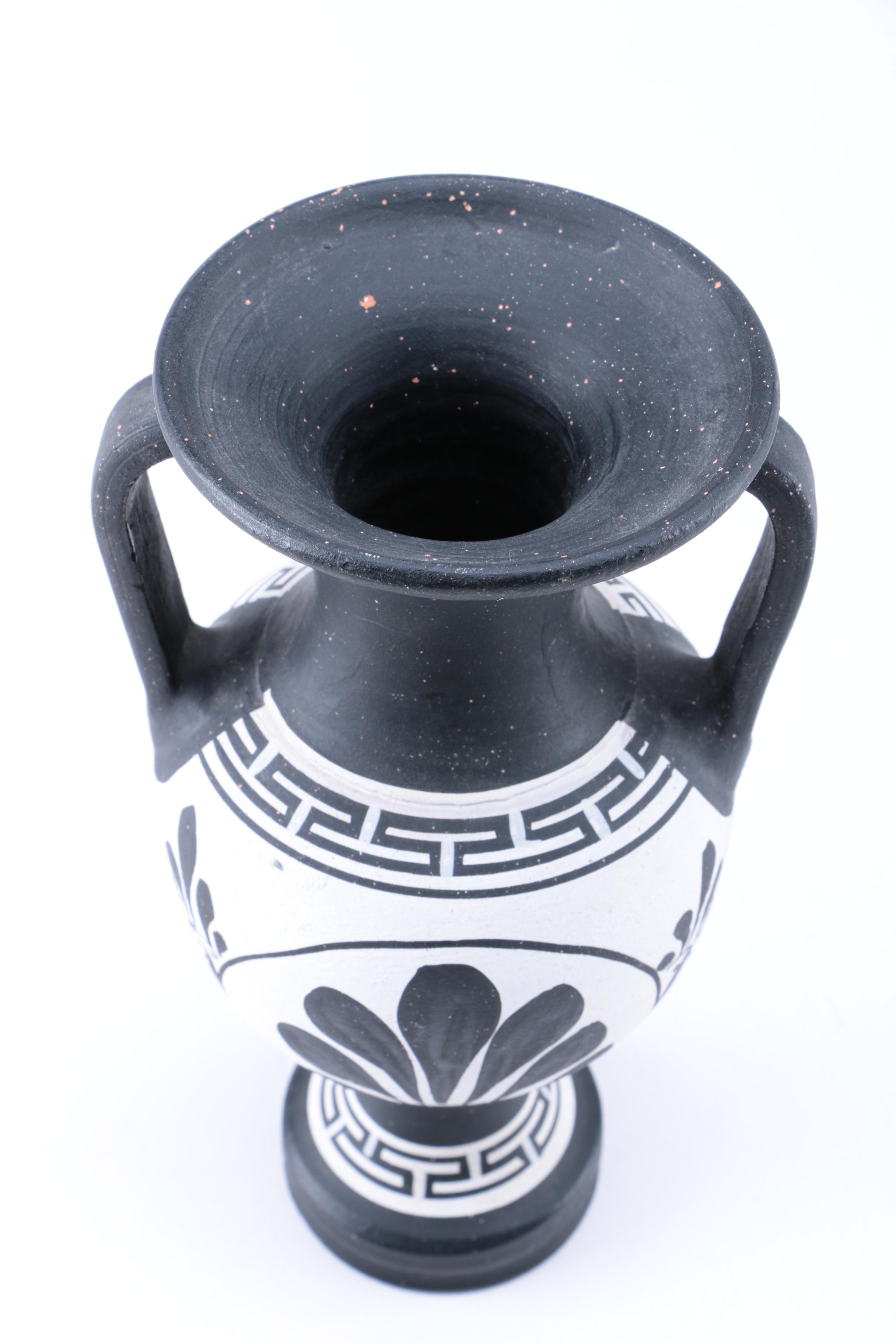 Greek Motif Ceramic Amphora Style Vase