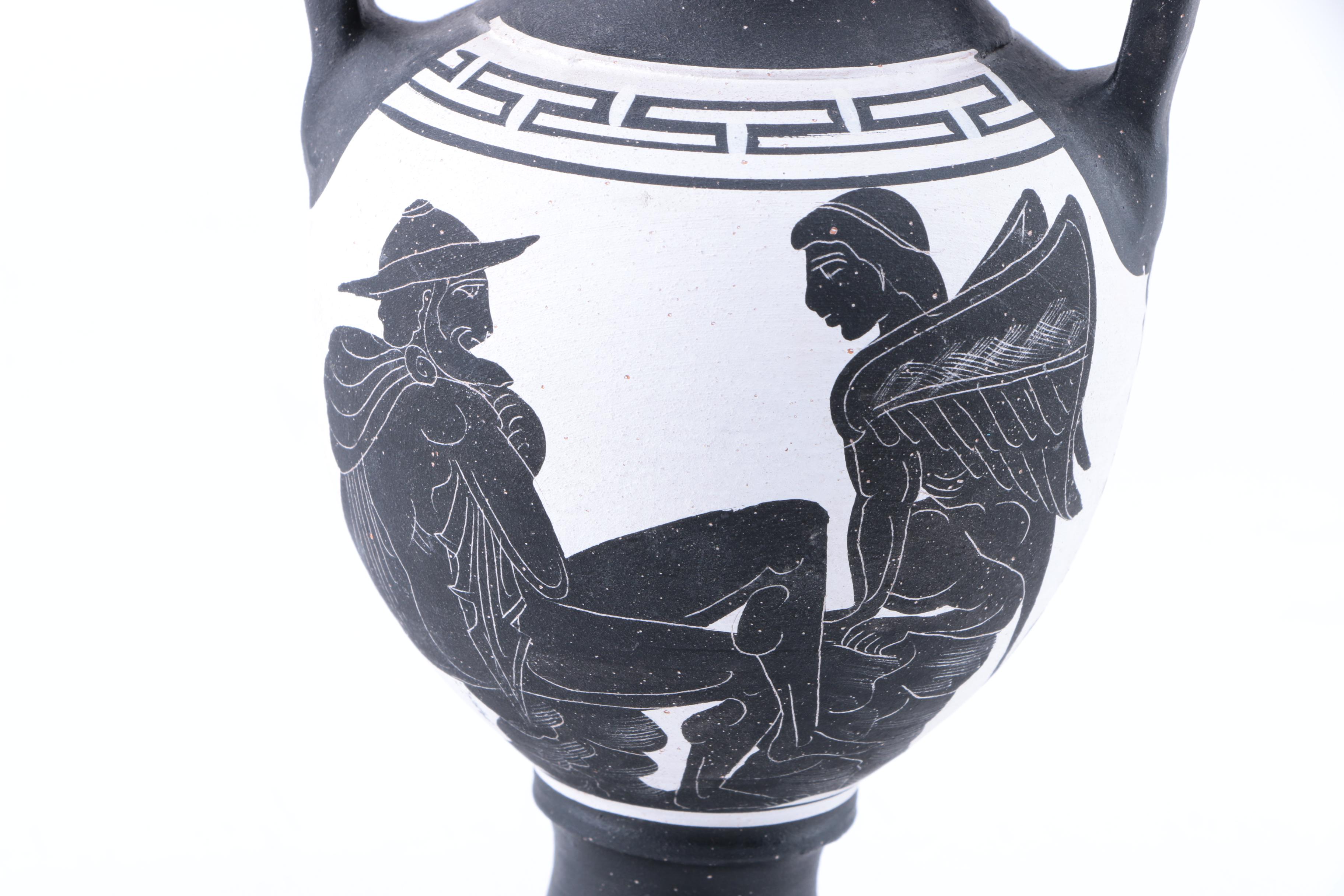 Greek Motif Ceramic Amphora Style Vase