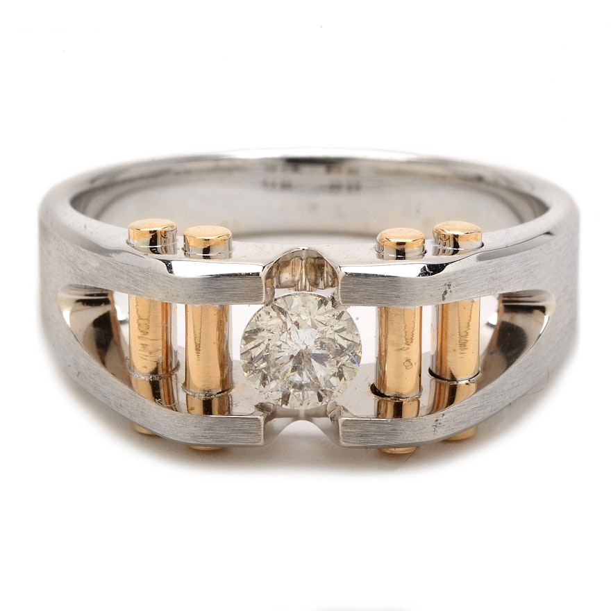 I.B. Goodman 14K Two-Tone Solitaire Diamond Men's Ring