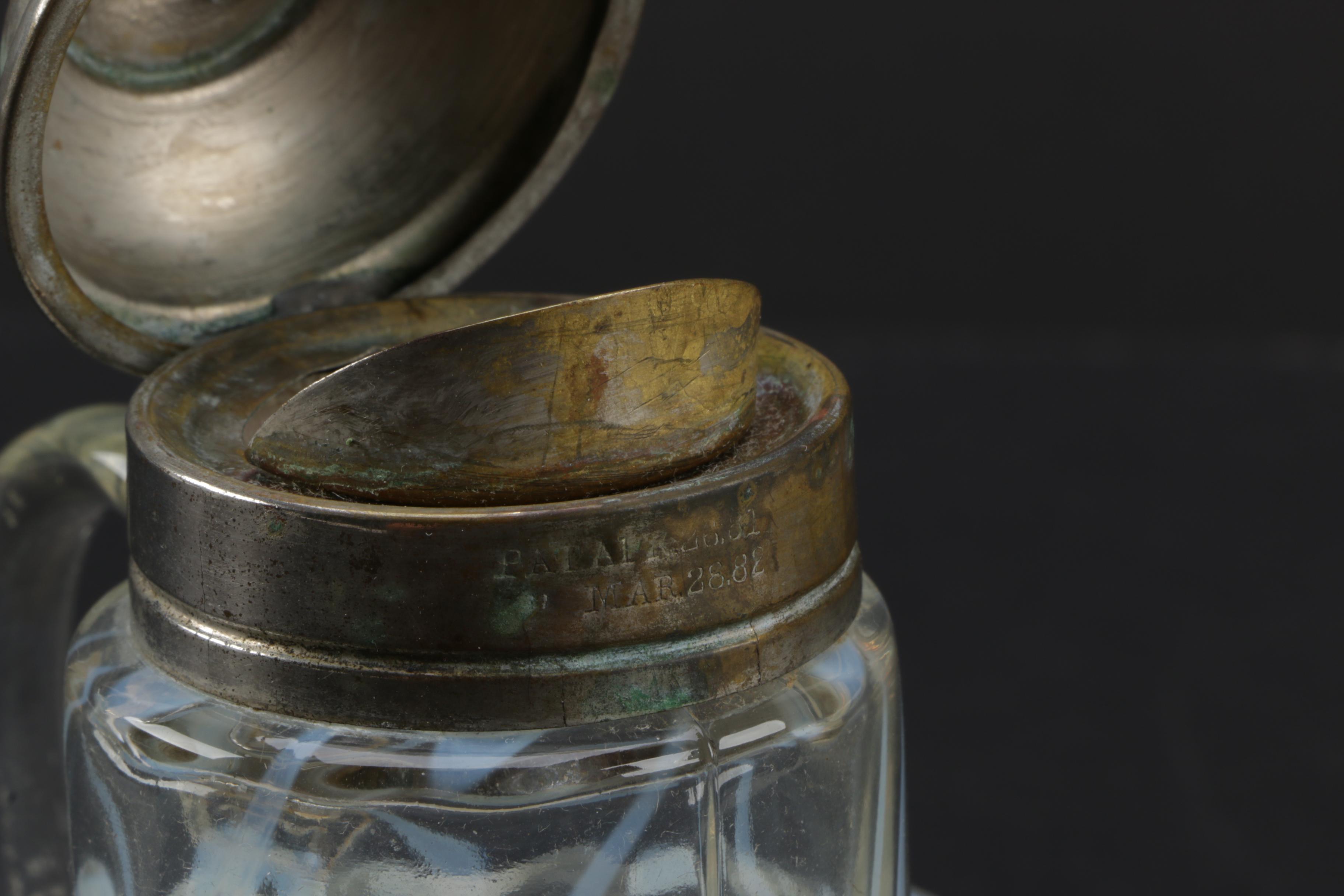 Pair of Antique Glass Coin Dot  Syrup Pitchers