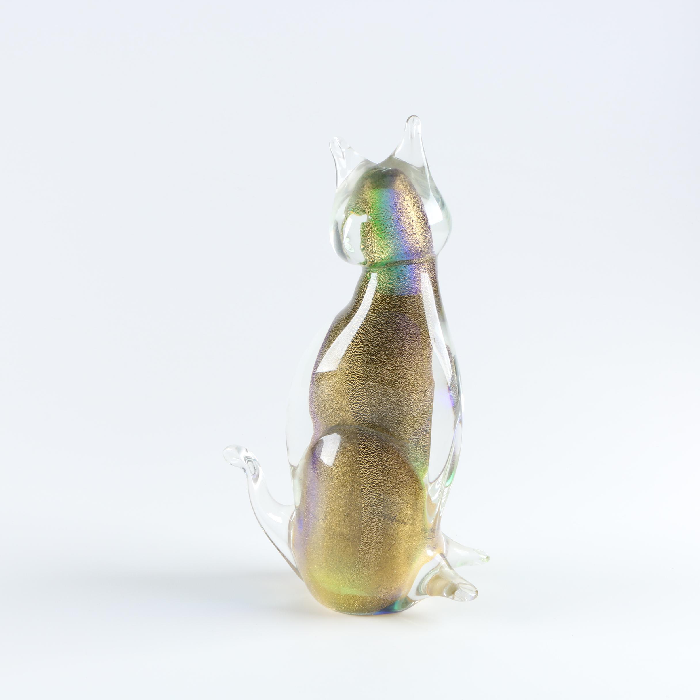 Blown Art Glass Murano Cat Figurine
