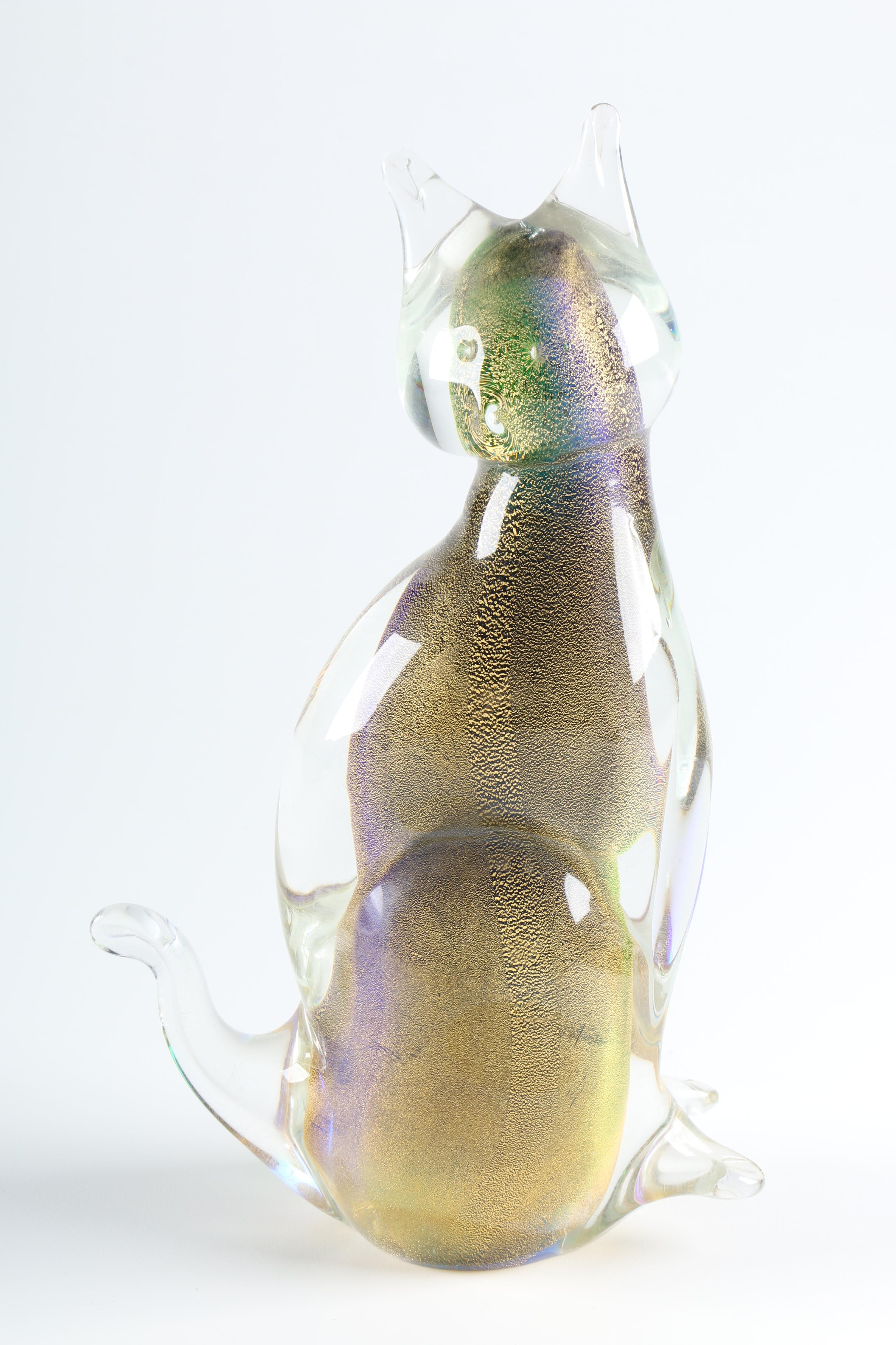 Blown Art Glass Murano Cat Figurine