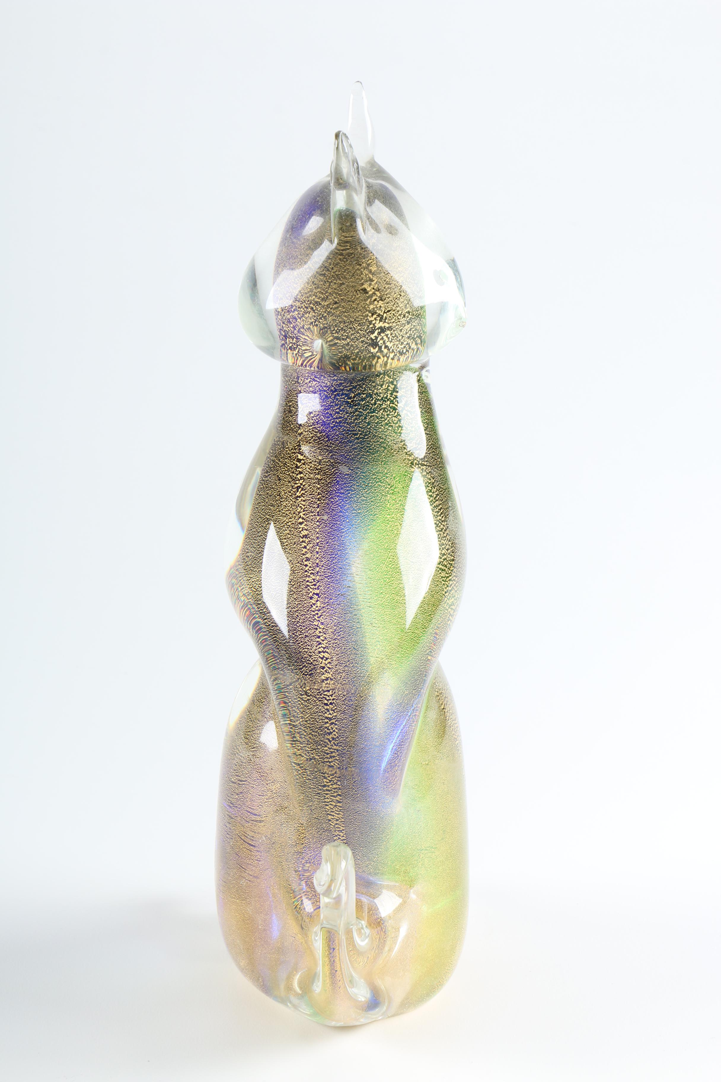 Blown Art Glass Murano Cat Figurine