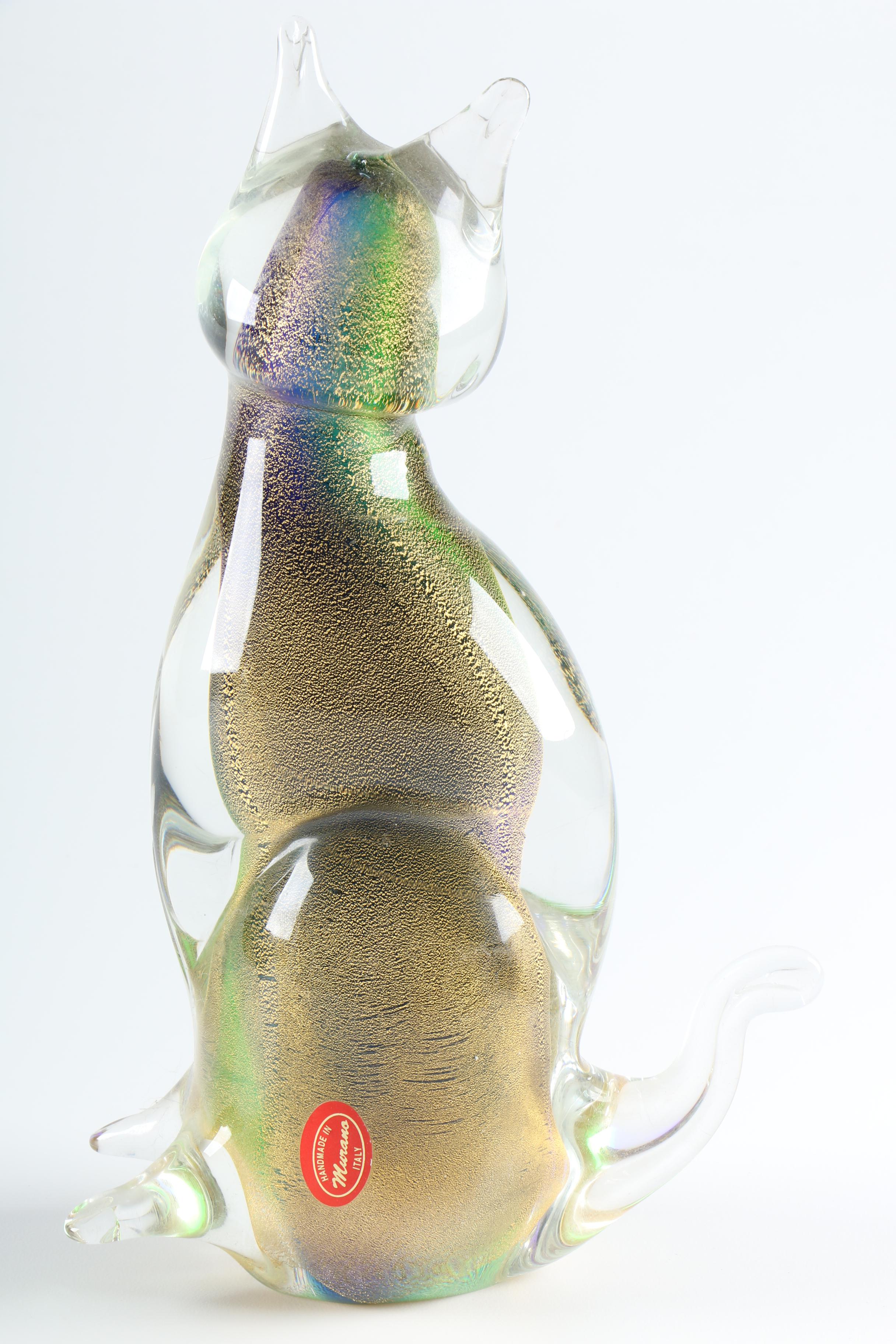 Blown Art Glass Murano Cat Figurine