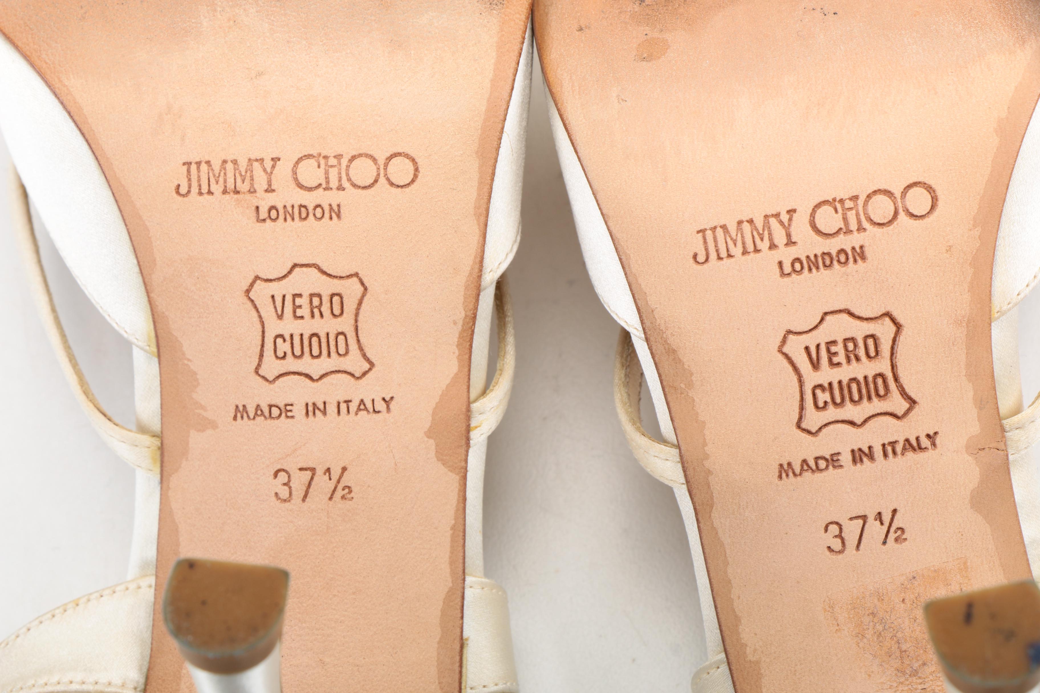 Jimmy Choo Ivory Satin Slingback Heels