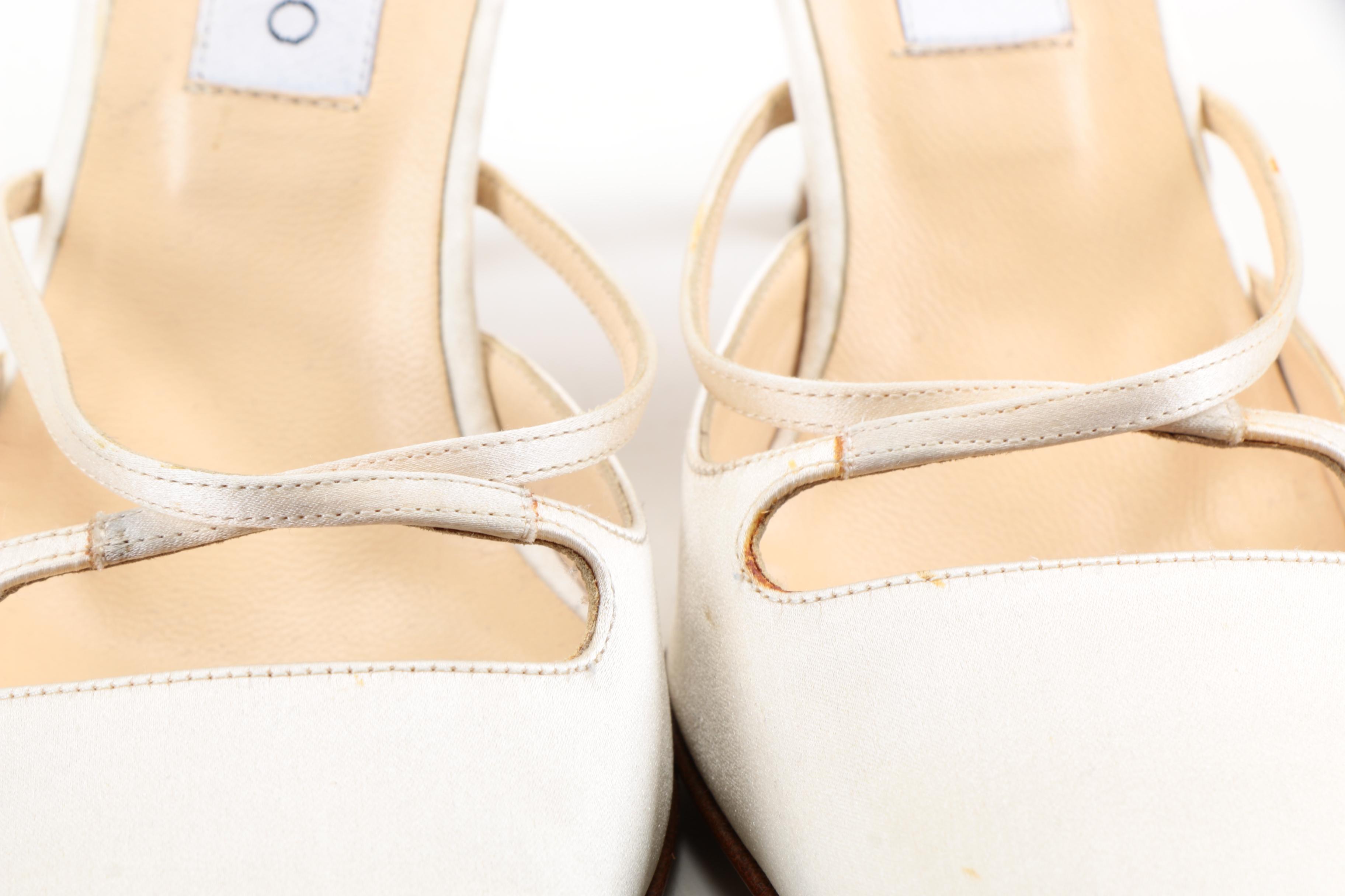 Jimmy Choo Ivory Satin Slingback Heels