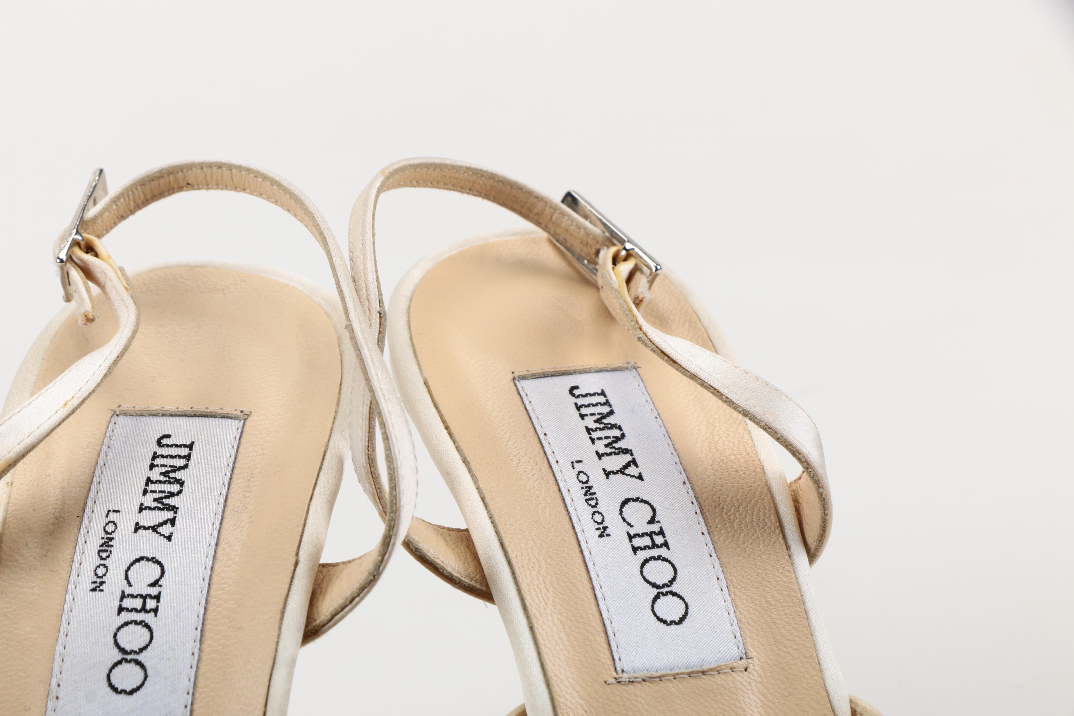 Jimmy Choo Ivory Satin Slingback Heels