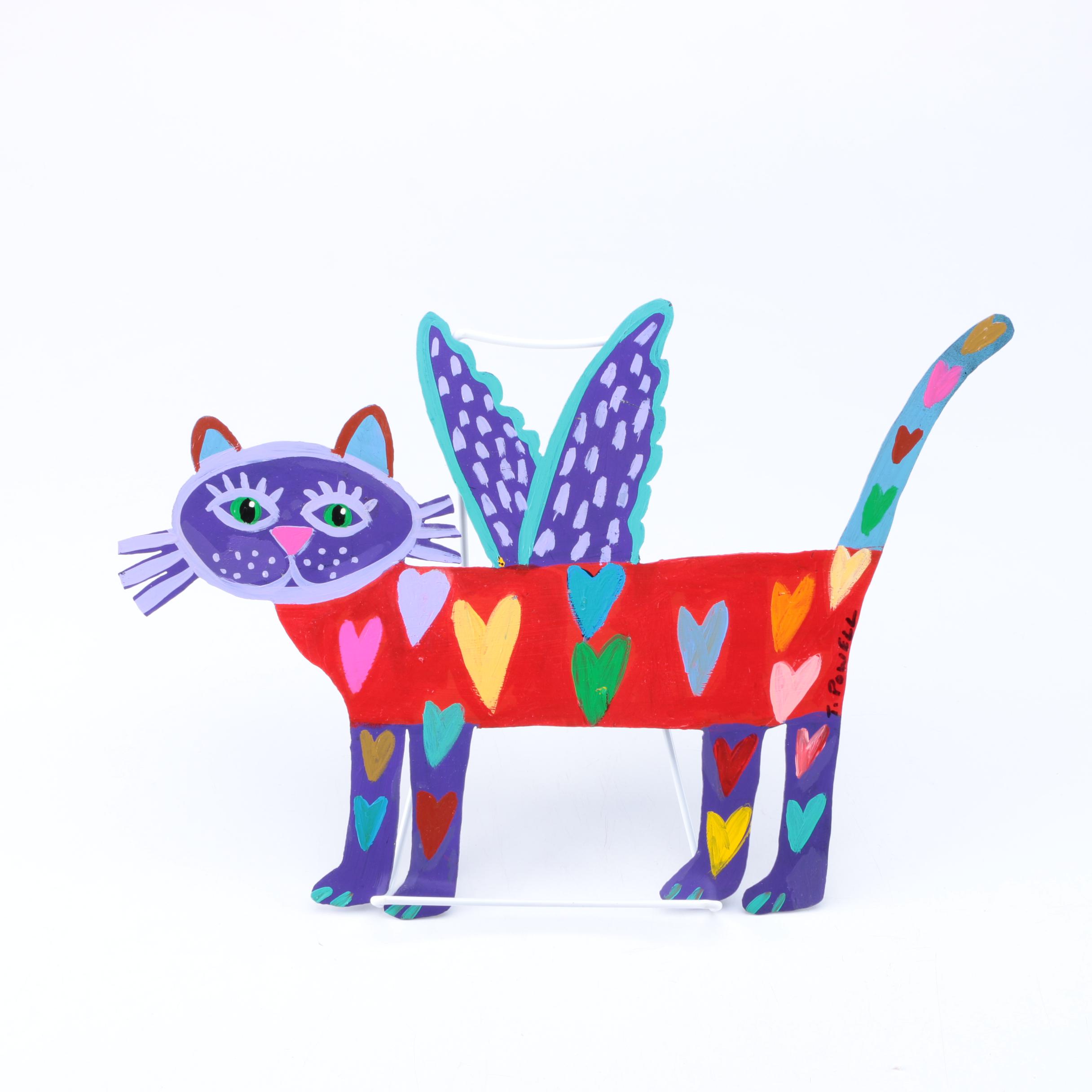 Painted Metal Cat Wall Decor