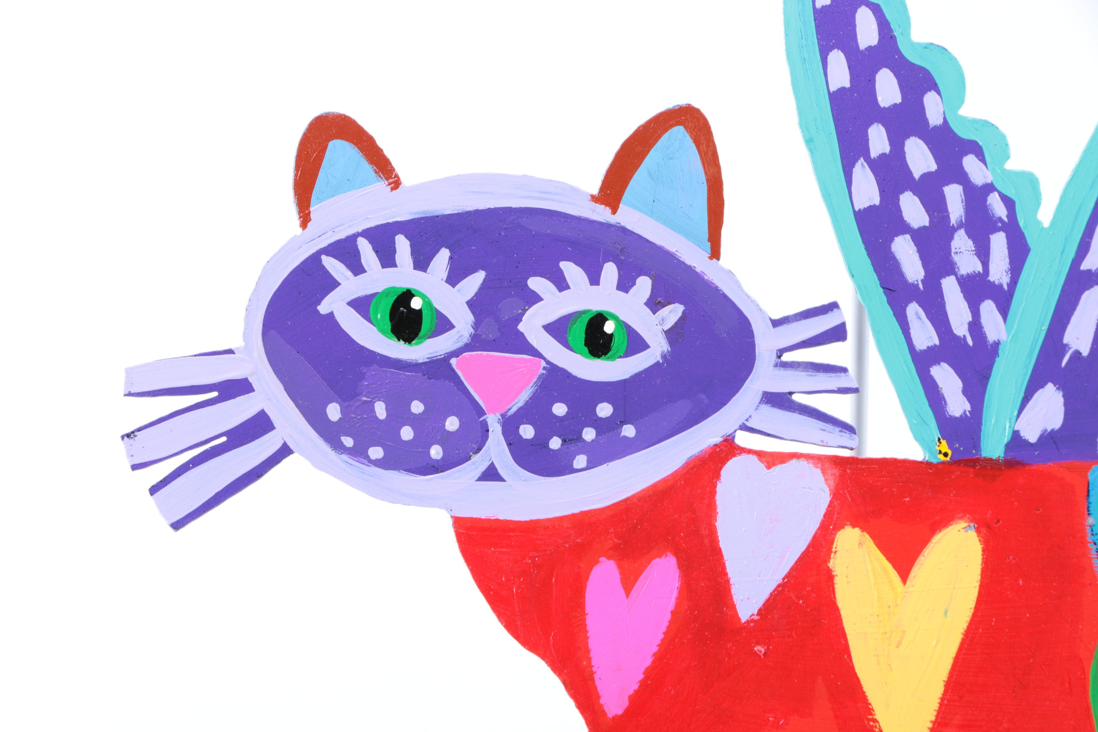 Painted Metal Cat Wall Decor