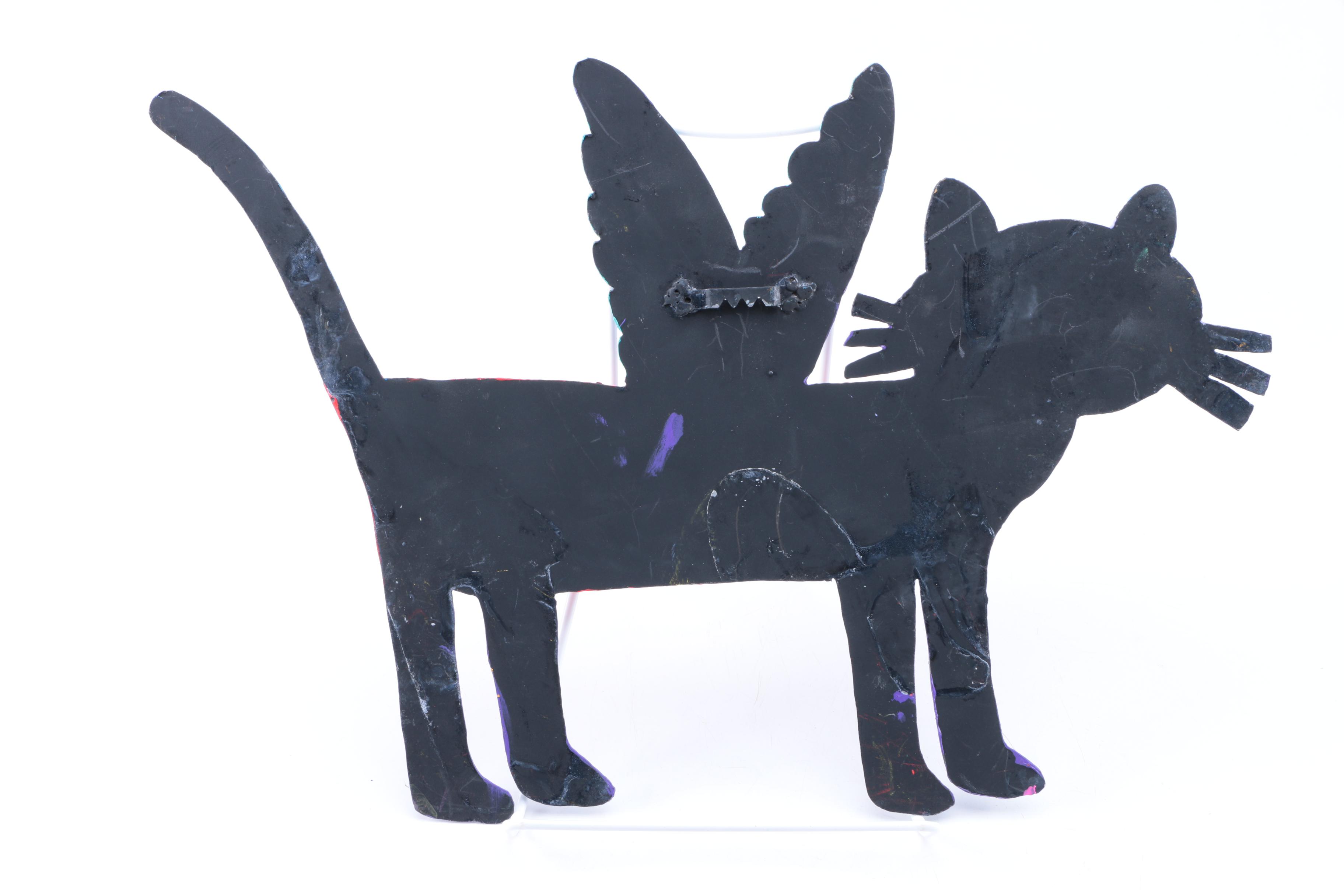 Painted Metal Cat Wall Decor