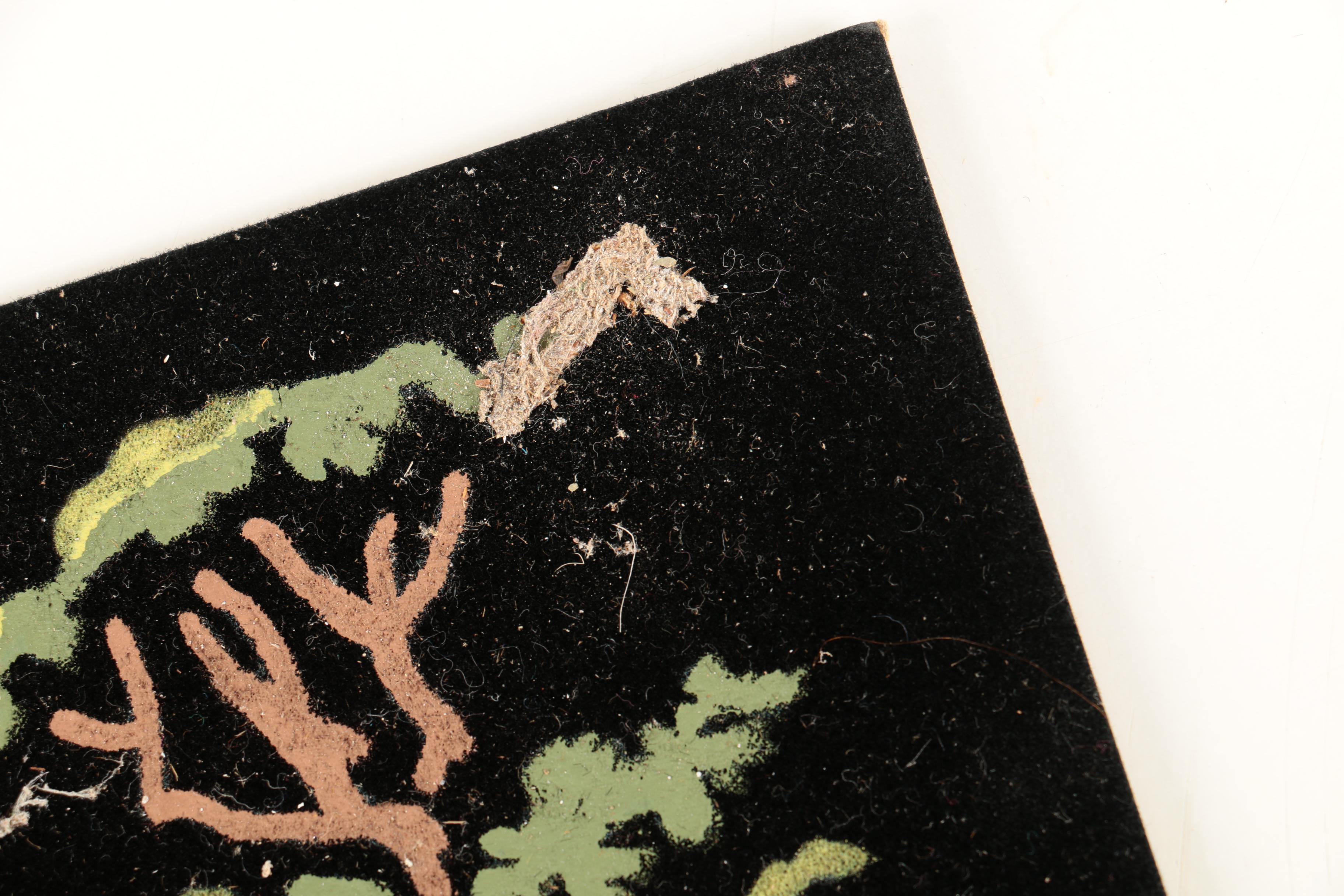 East Asian Inspired Gouache Paintings on Black Velvet