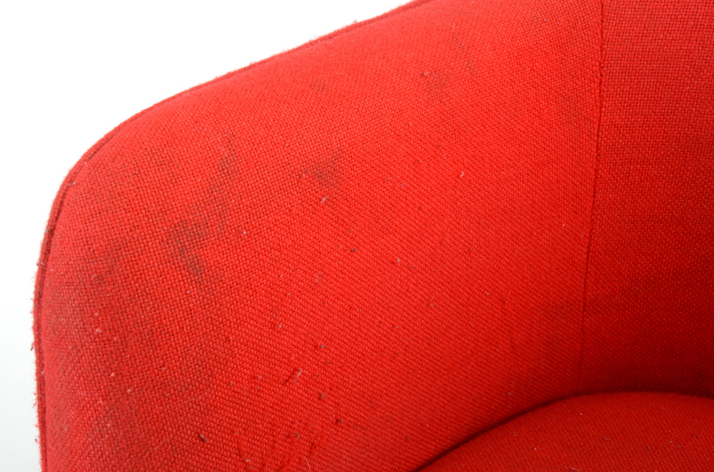 Pair of Two Vintage Red Upholstered Mid Century Modern
