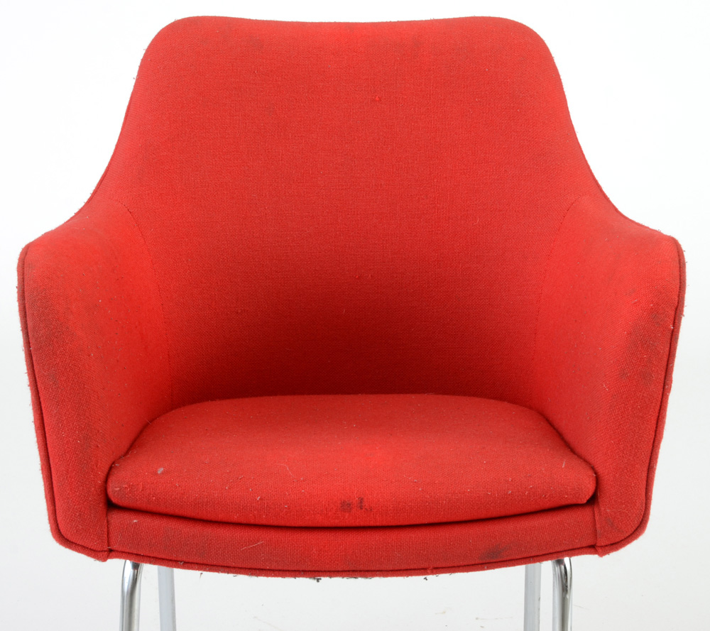 Pair of Two Vintage Red Upholstered Mid Century Modern