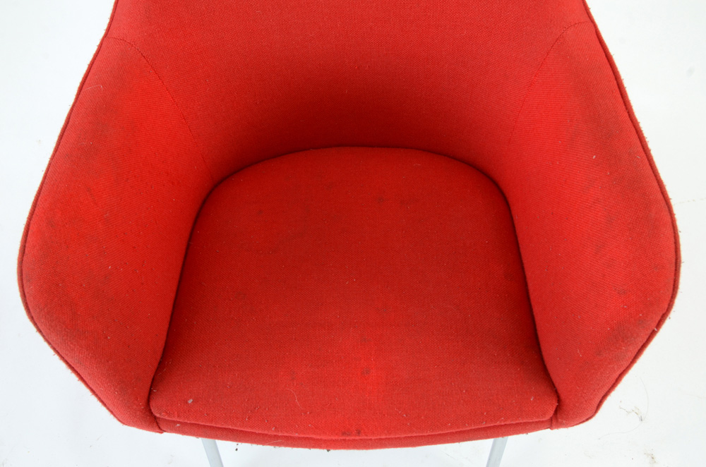 Pair of Two Vintage Red Upholstered Mid Century Modern