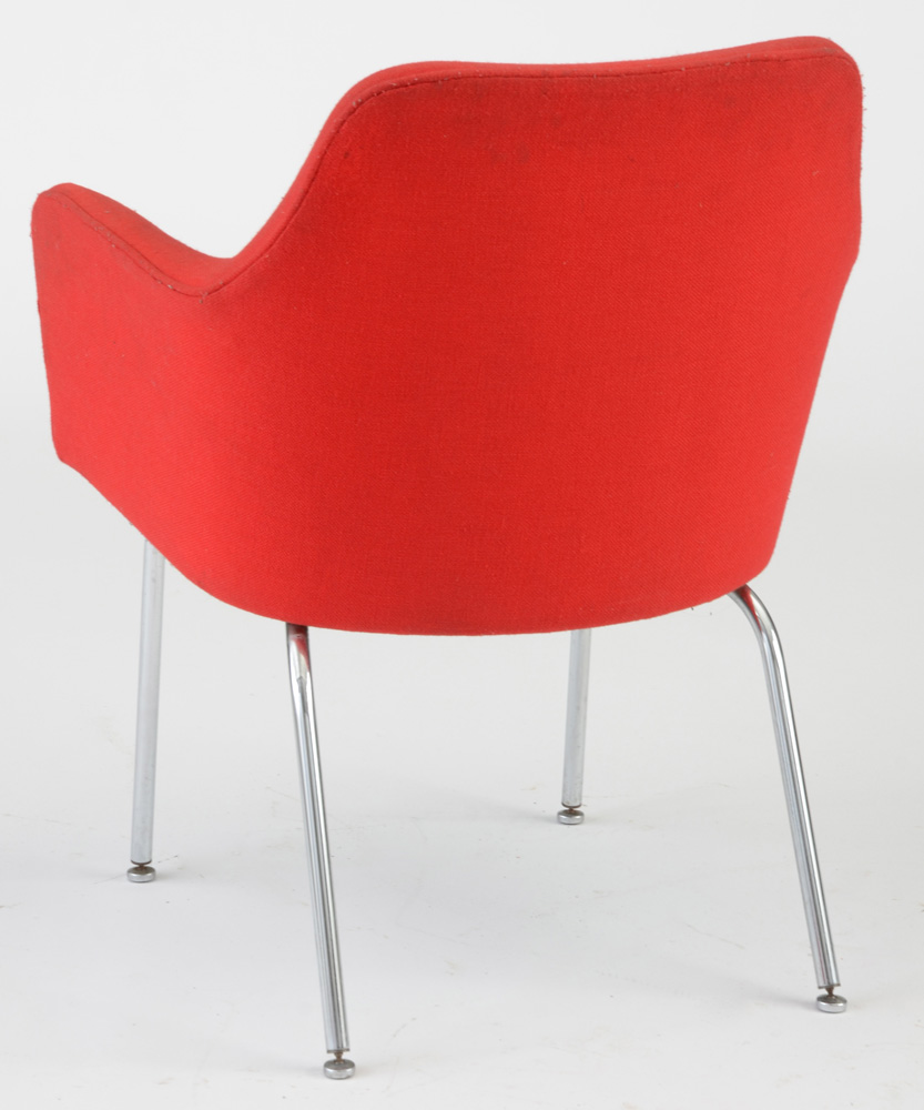 Pair of Two Vintage Red Upholstered Mid Century Modern