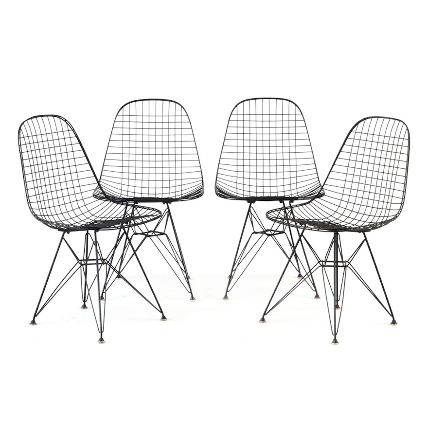 Set of Four Eames Style Wire Chairs