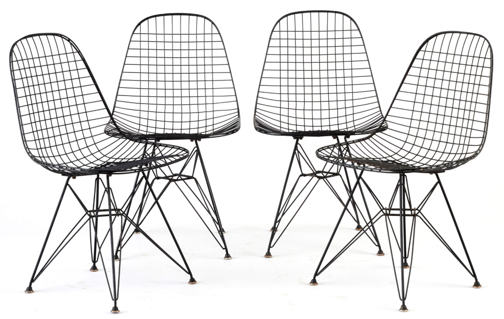 Set of Four Eames Style Wire Chairs