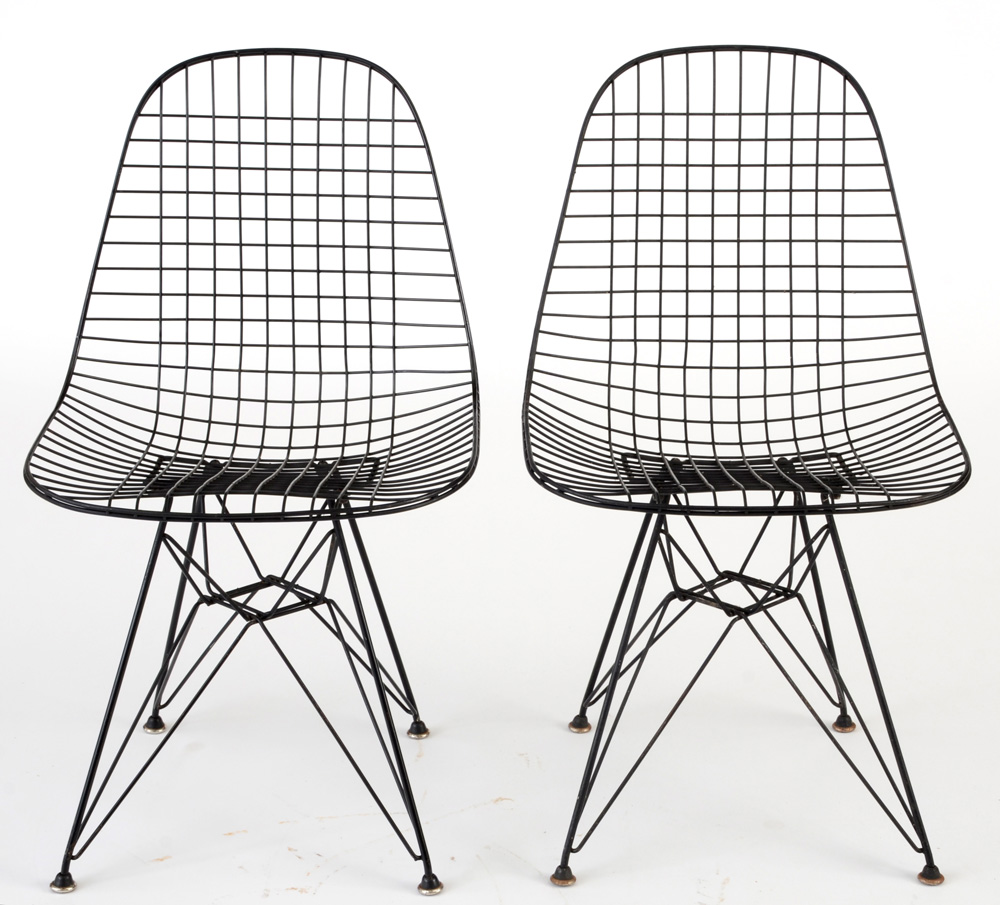 Set of Four Eames Style Wire Chairs