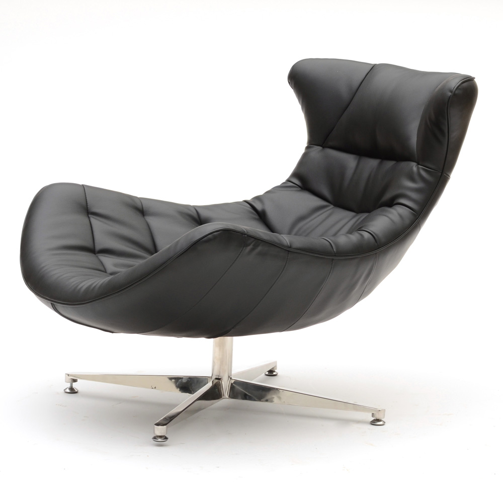Black Vinyl Cocoon Chair