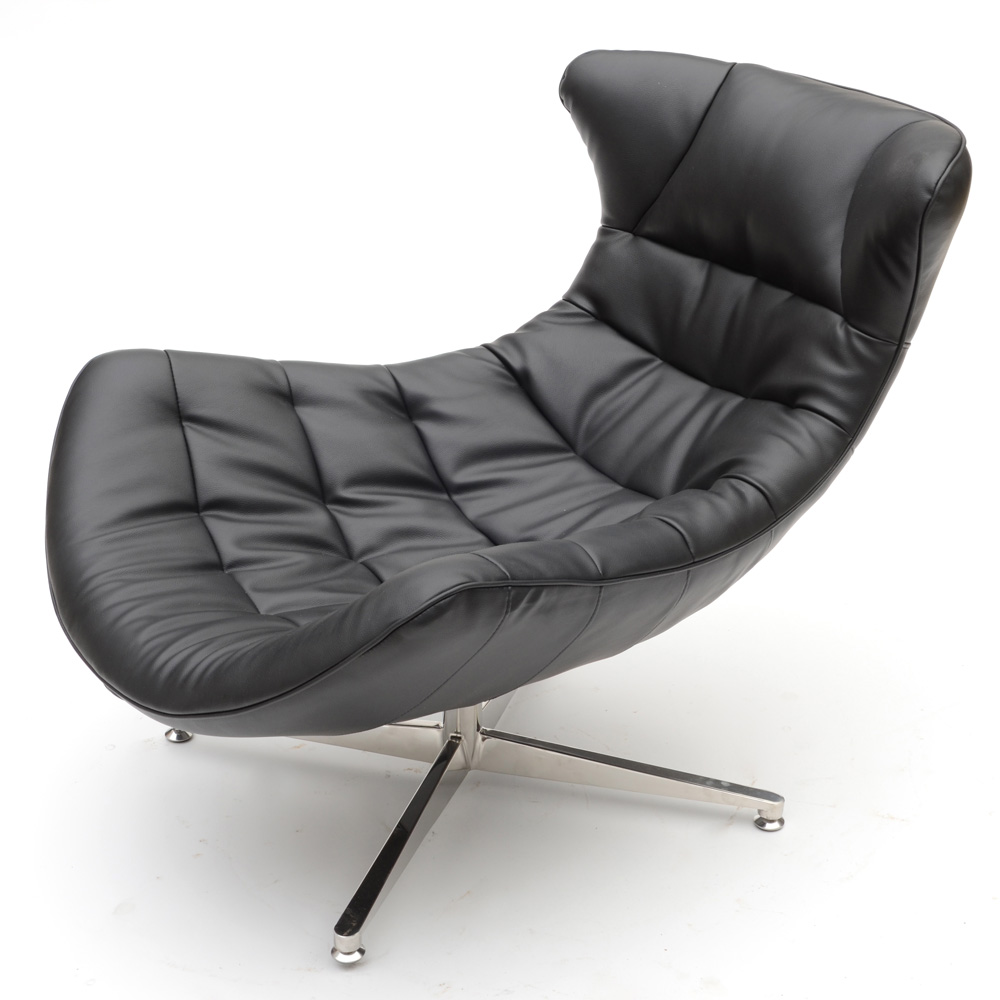 Black Vinyl Cocoon Chair