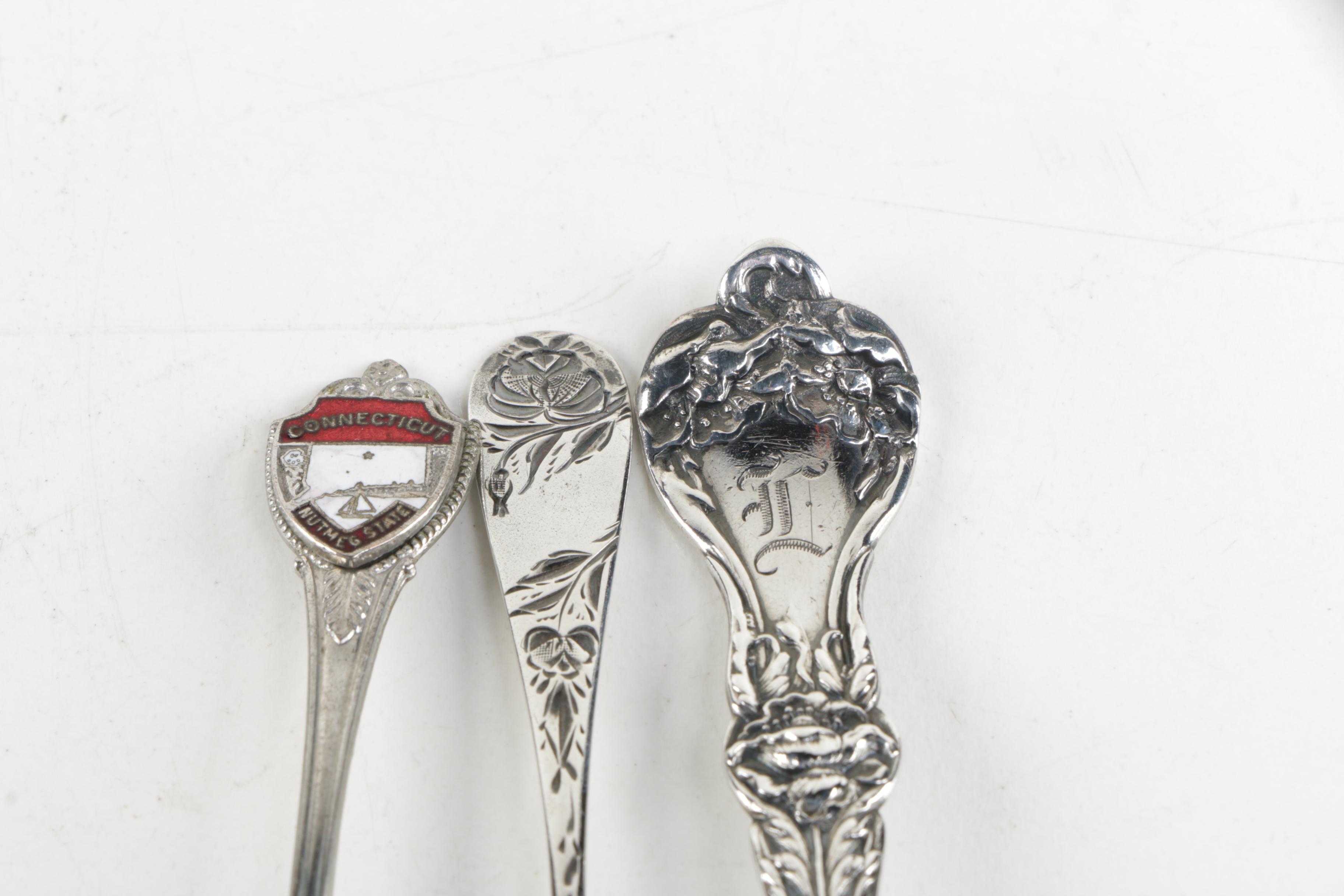 Sterling Silver Souvenir Spoons Including Alvin
