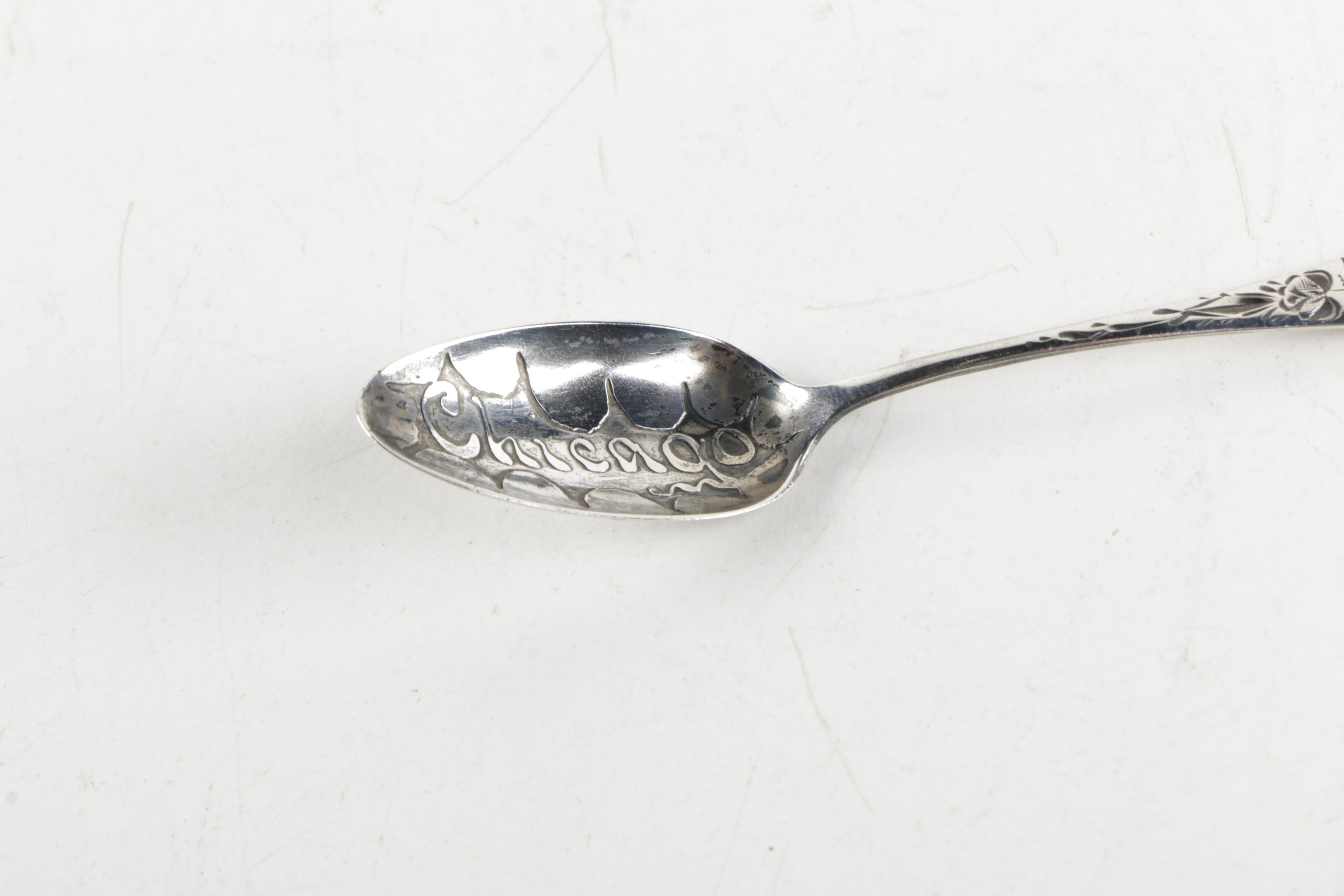 Sterling Silver Souvenir Spoons Including Alvin