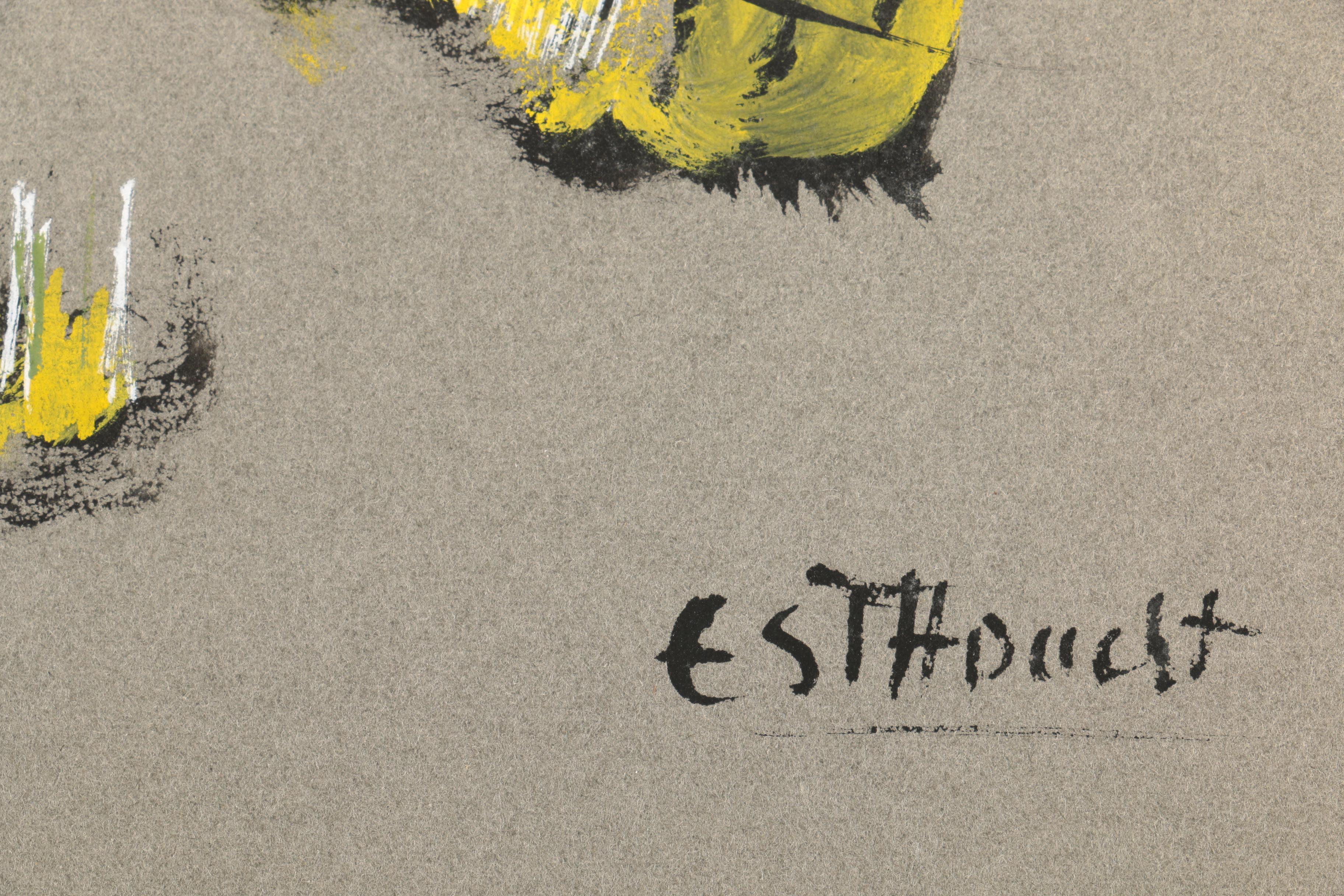 Collection of Abstract Gouache and Oil Paintings on Paper