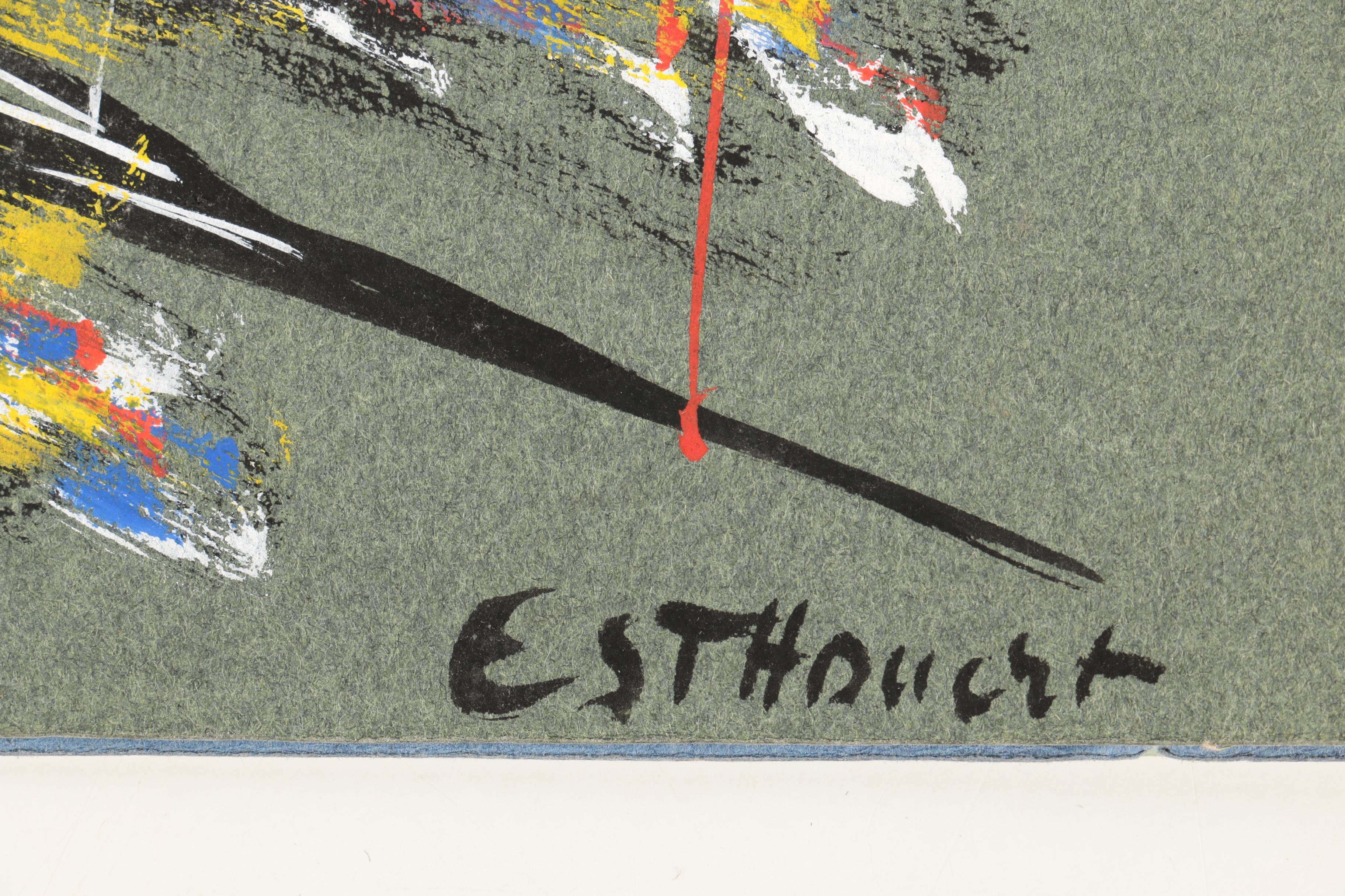 Collection of Abstract Gouache and Oil Paintings on Paper