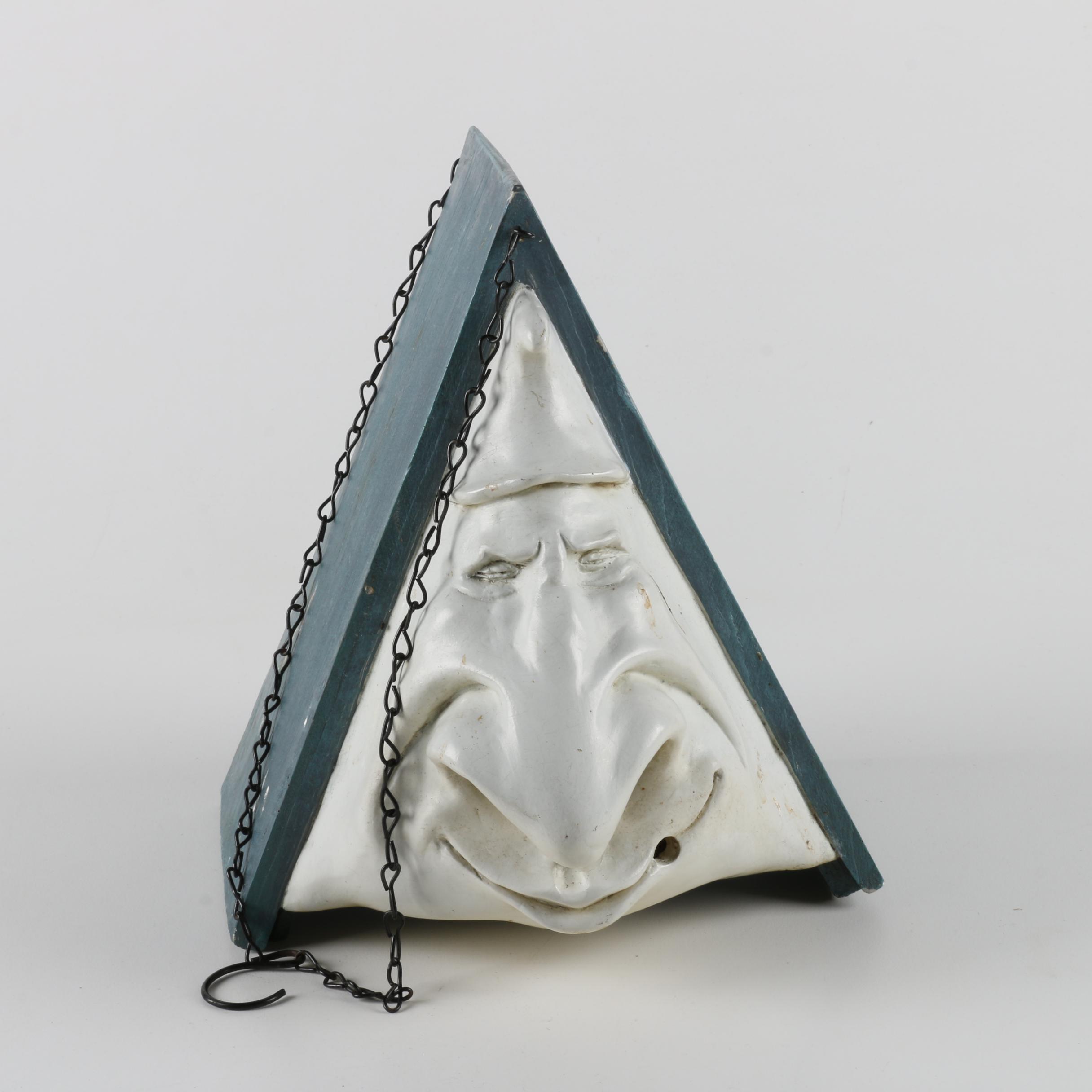 A-Frame Bird House with Whimsical Facial Motif Front