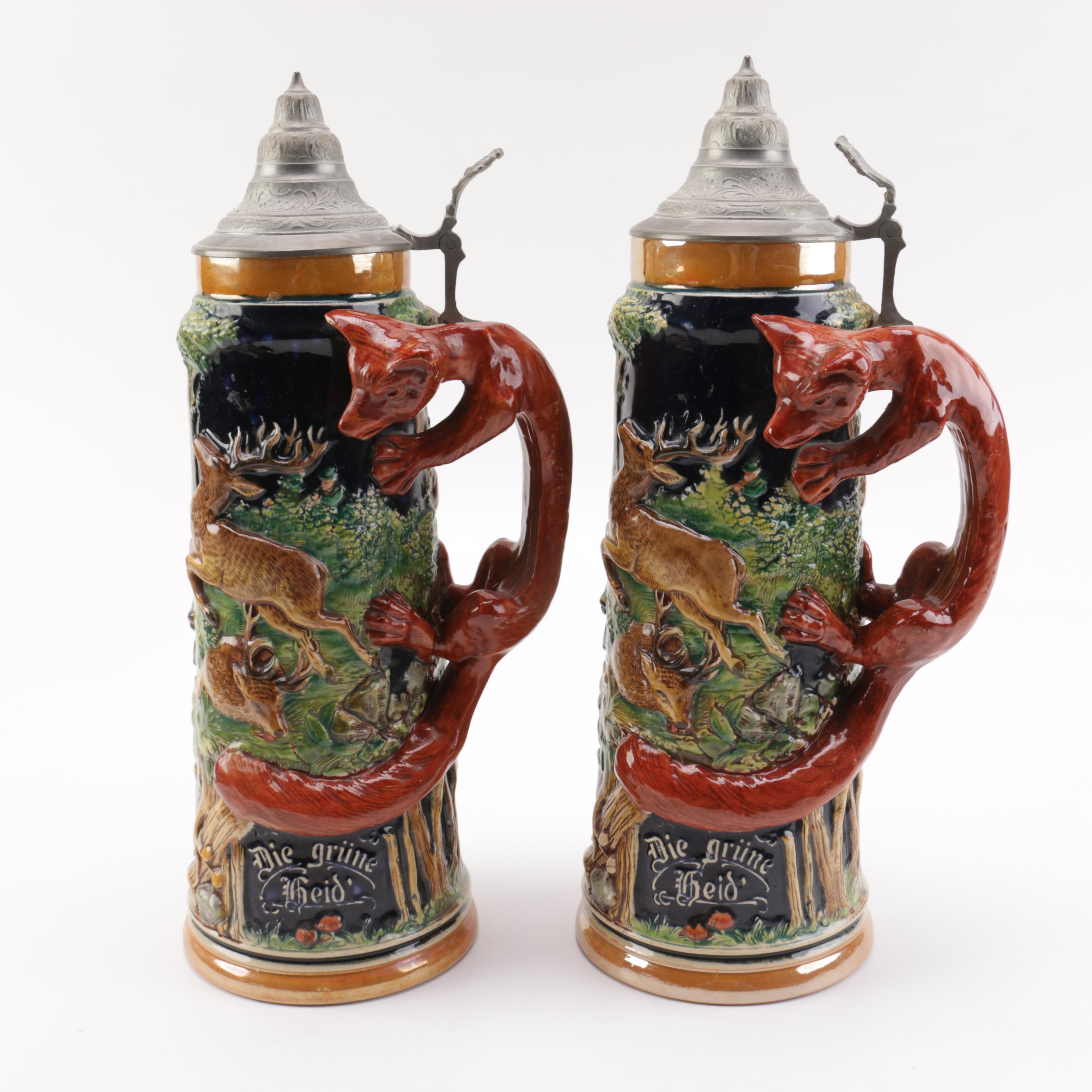 Lidded Ceramic Beer Steins