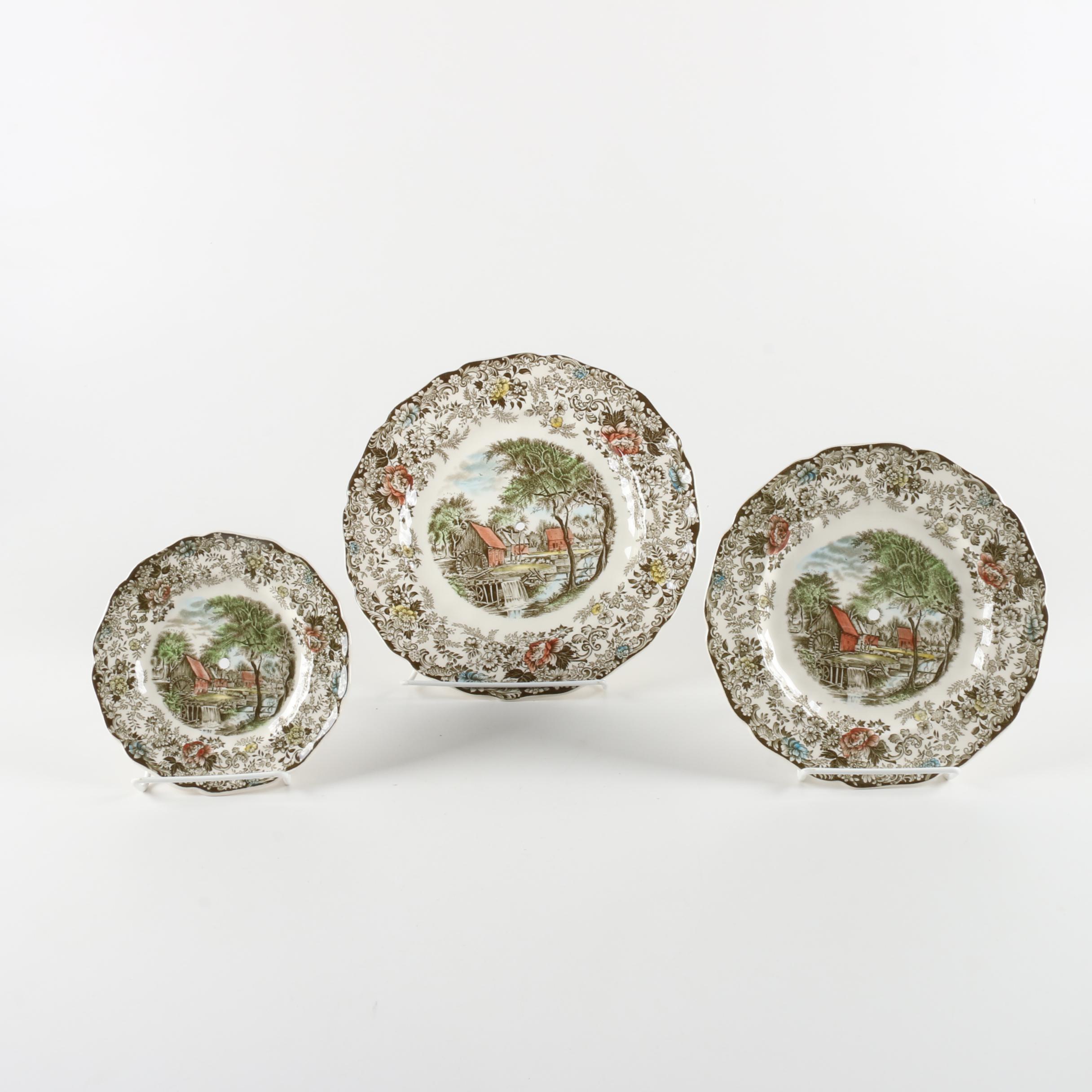 Vintage Johnson Bros. "Mill Stream" Ironstone Three Tier Server