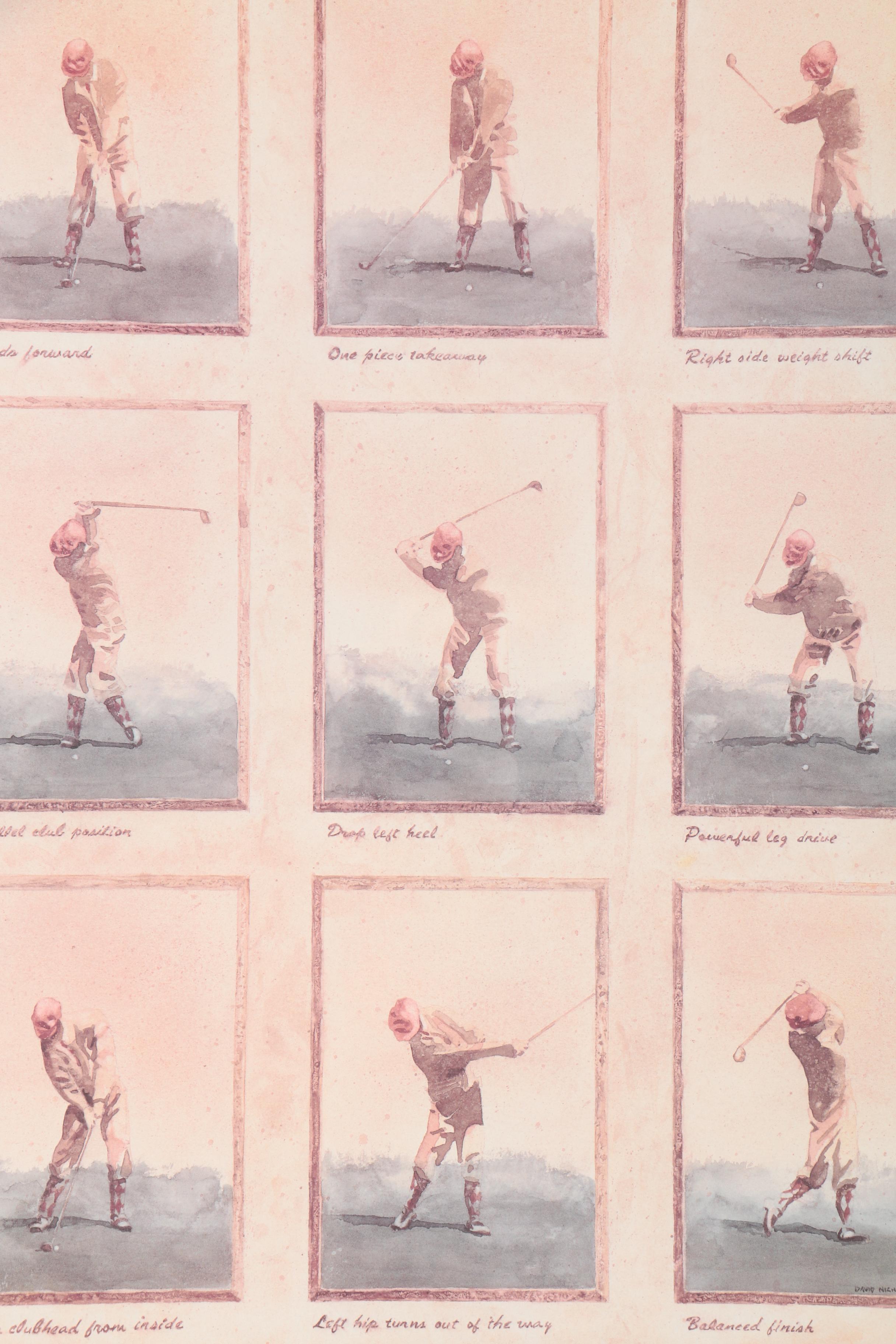 Offset Lithograph After David Nichols "Golf Swing Progression"