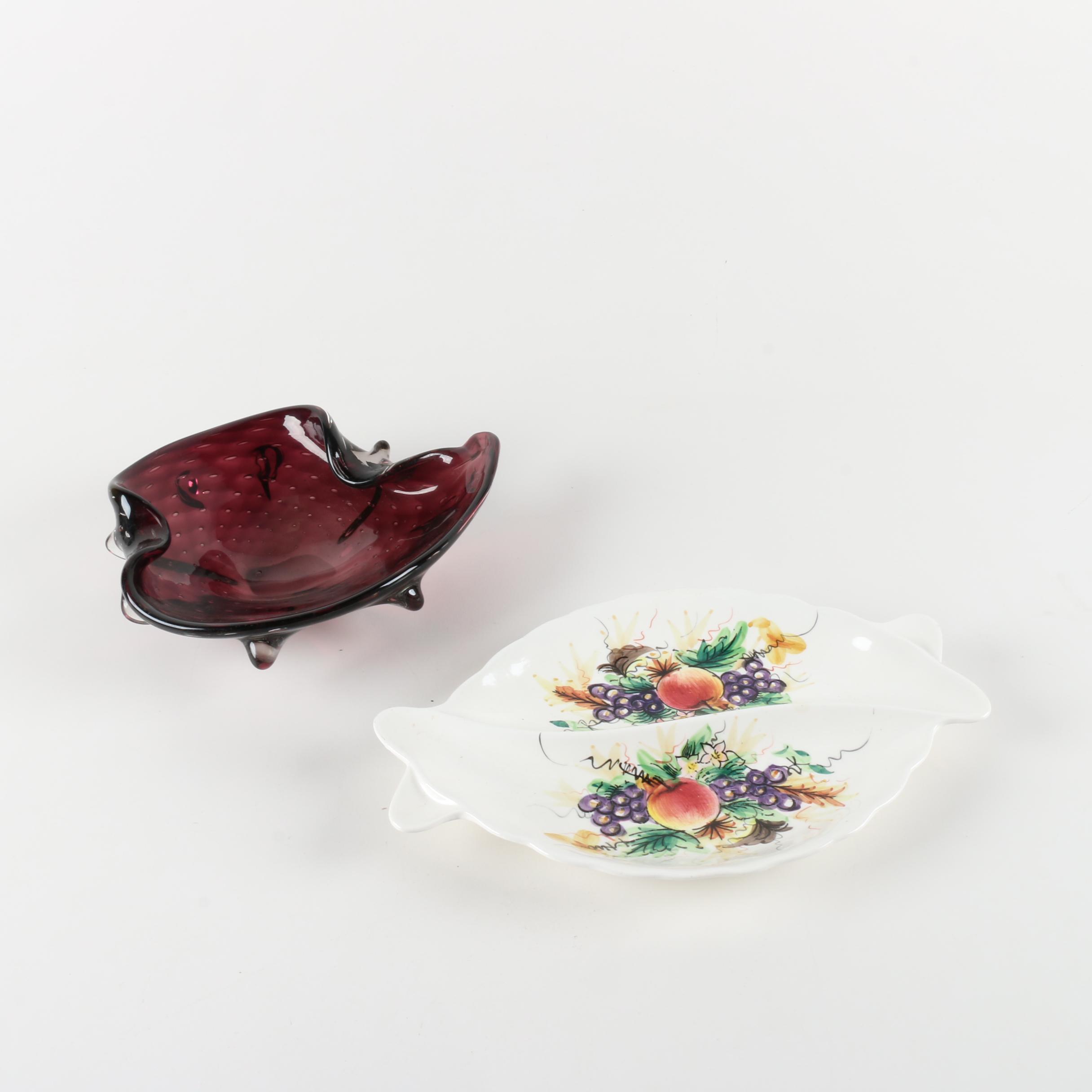 Pair of Lefton China and Art Glass Bowls